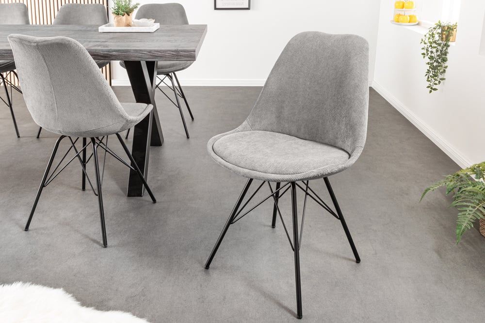 Invicta Interior Designstoel Scandinavia – Grijs koord, zwart metalen frame