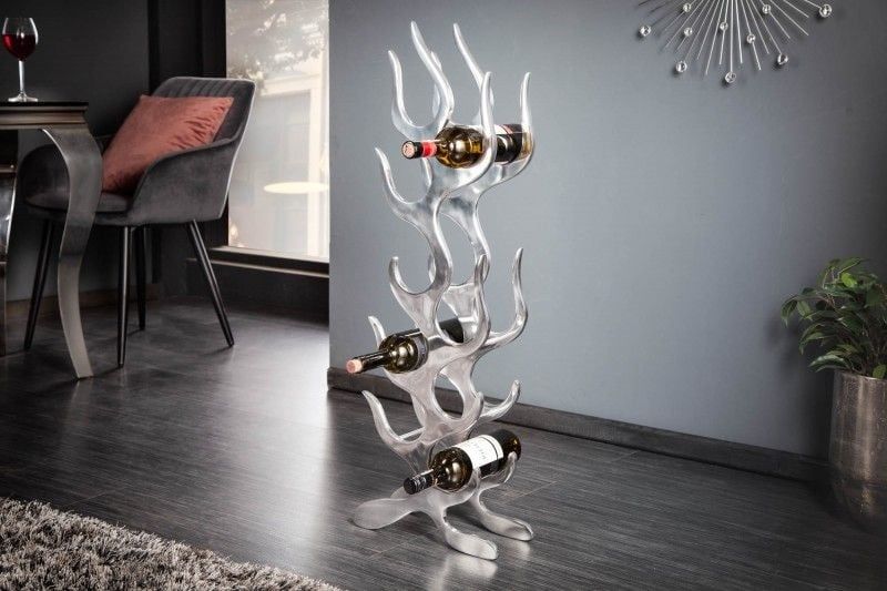 Invicta Interior FLAME – Modern Zilveren Wijnrek voor 9 Flessen (93 cm)