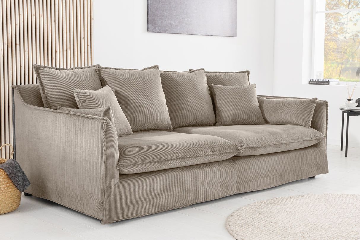 Invicta Interior HEAVEN 200 cm 3‑zitsbank in greige – Comfort met afneembare hoes