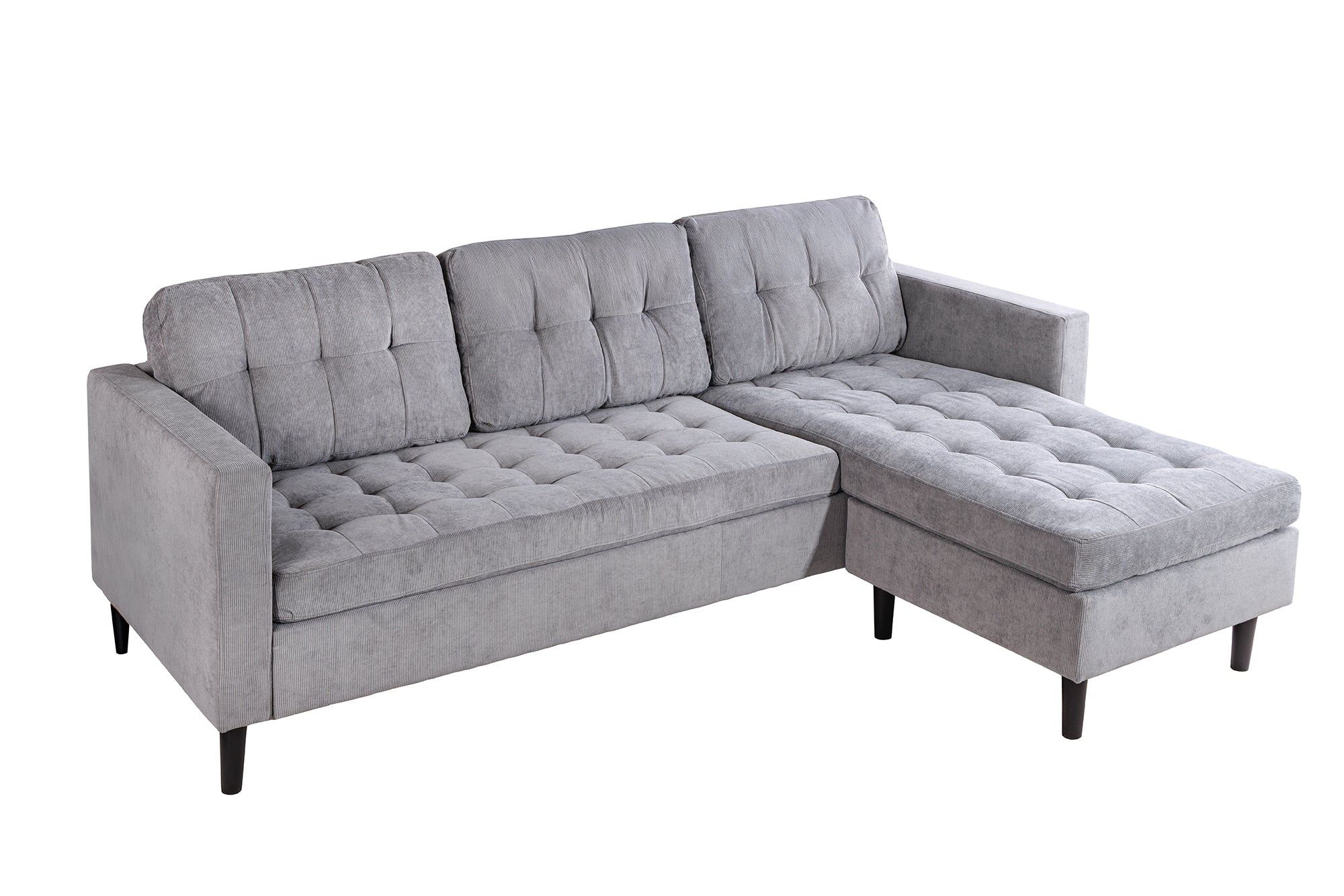 Invicta Interior Hoekbank Stockholm 220 cm – Moderne 3‑zits met pocketvering en grijze koordbekleding
