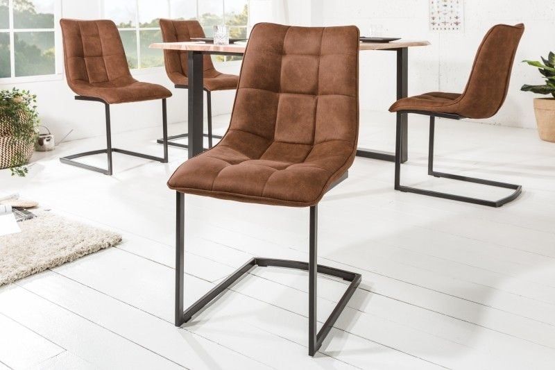 Invicta Interior MIAMI sledestoel – lichtbruin zitvlak, matzwart metalen frame