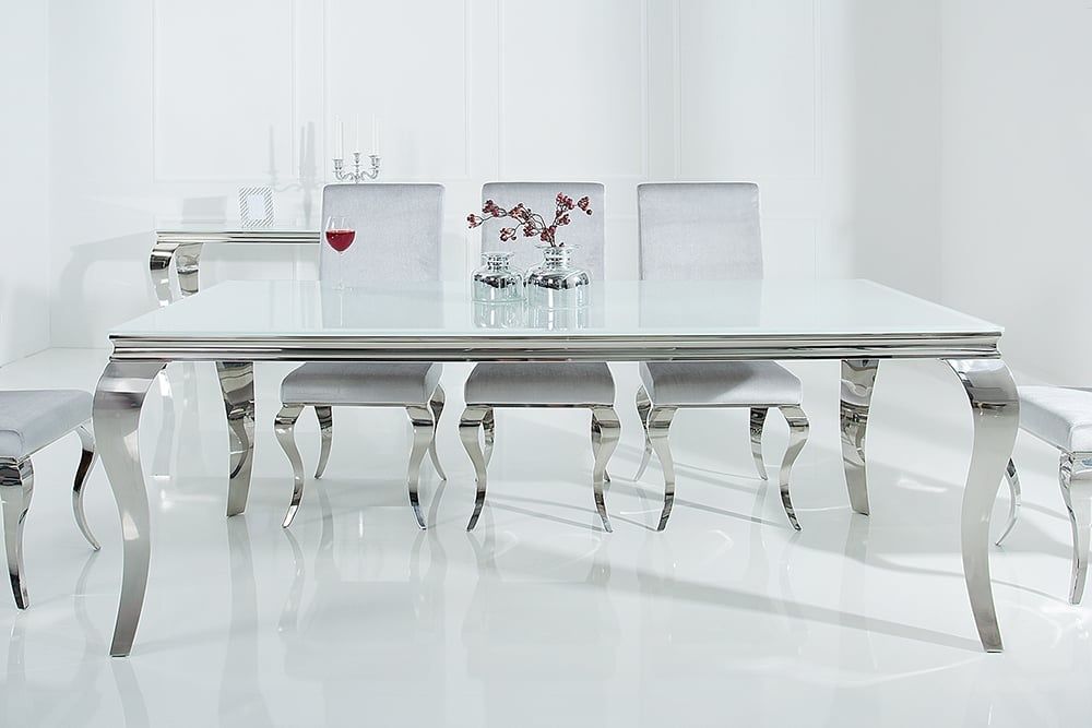 Invicta Interior Moderne Barok Eettafel – 200 cm wit‑zilver