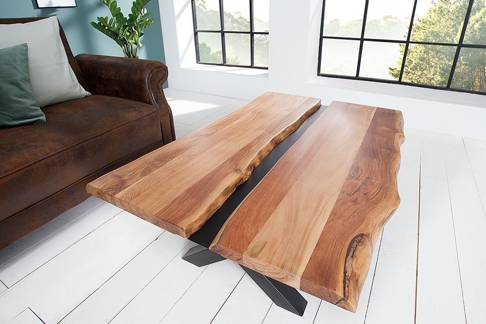 Invicta Interior Salontafel Amazonas – Massief Acacia met Zwart X‑Frame