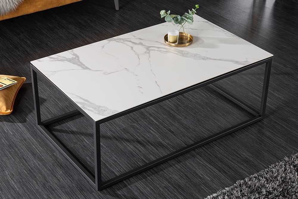 Invicta Interior Salontafel SYMBIOSE – Witte Marmeren Top, 100 cm, Italiaans Design