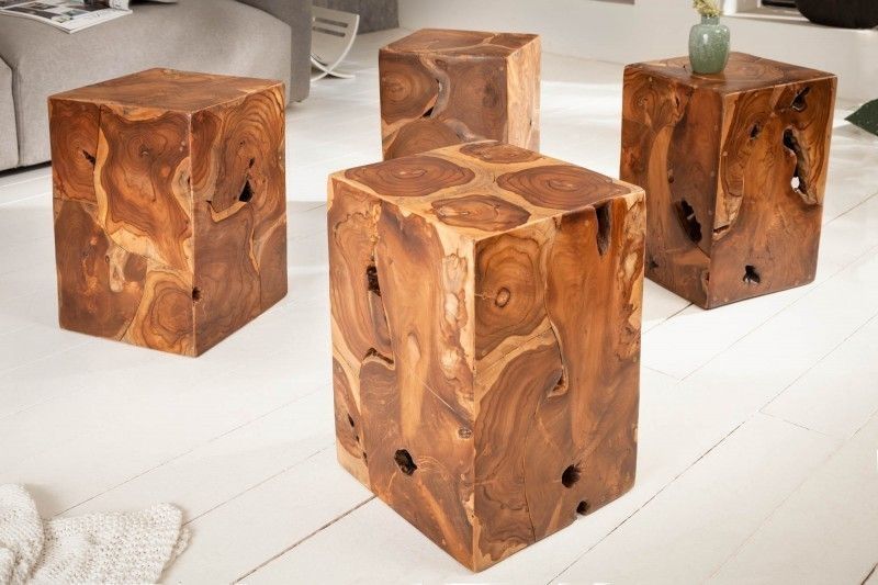 Invicta Interior SQUARE teakhouten bijzettafel – compacte kubus van 30 cm