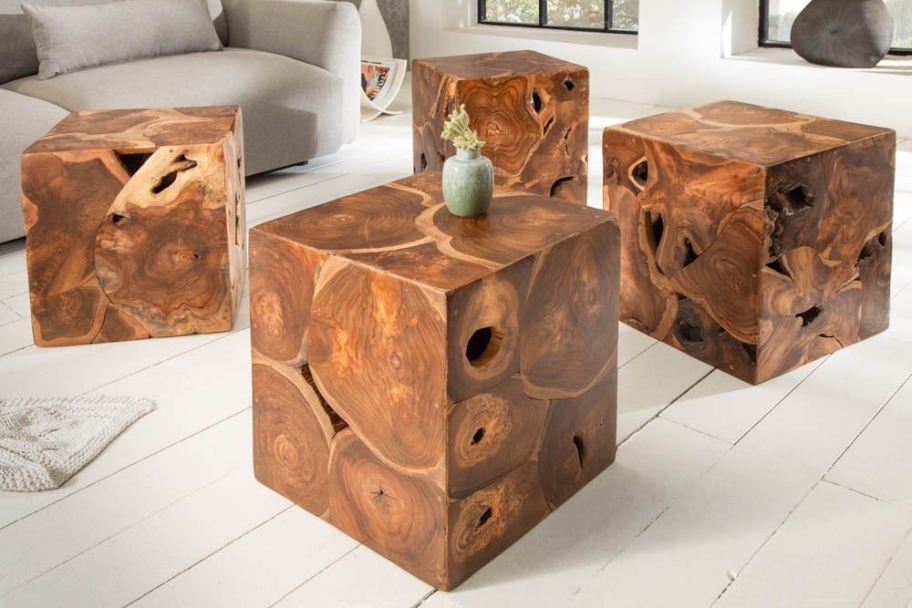 Invicta Interior SQUARE teakhouten bijzettafel – compacte kubus van 40 cm