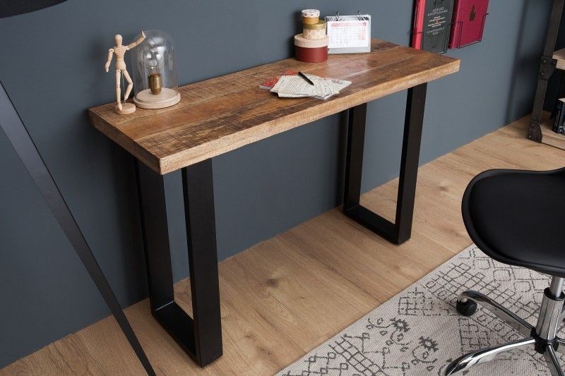 Iron Craft consoletafel 115 cm – robuust mangohout en massief ijzer