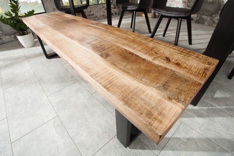 IRON CRAFT: Industriële designbank van mangohout en staal – 170 cm