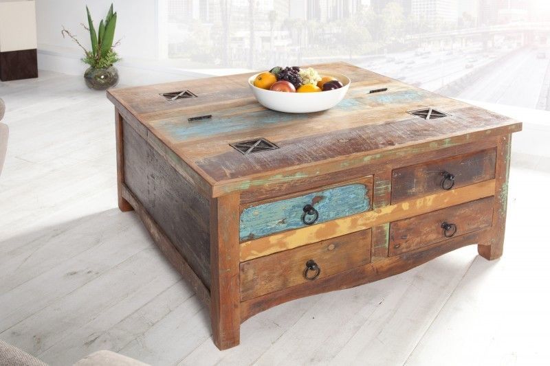 JAKARTA Salontafel 70 cm – Kleurrijk, duurzaam en functioneel van gerecycled vissersbotenhout