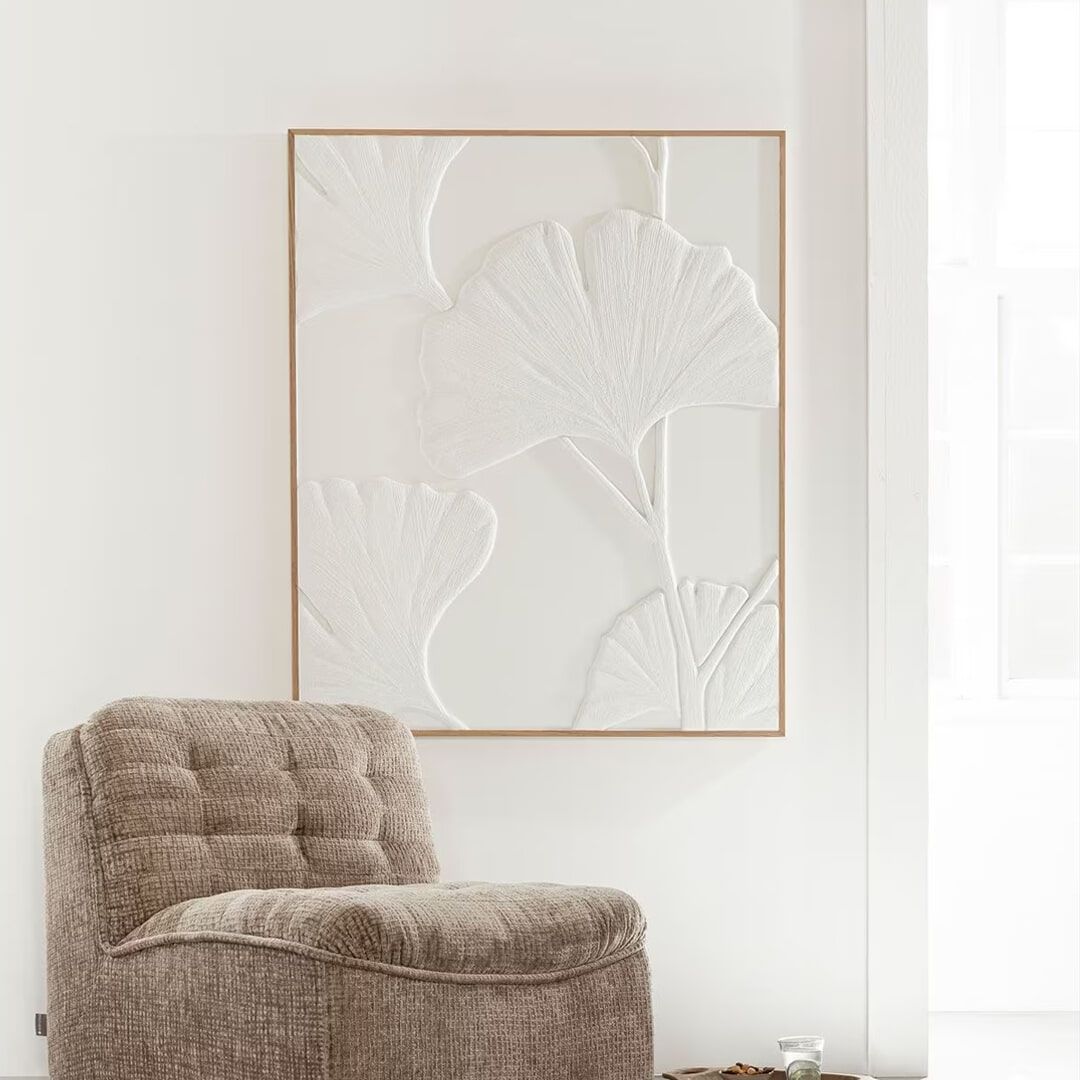 Japanse Bananenblad Wanddecoratie in Wit – MUST Living (127 × 102 cm)