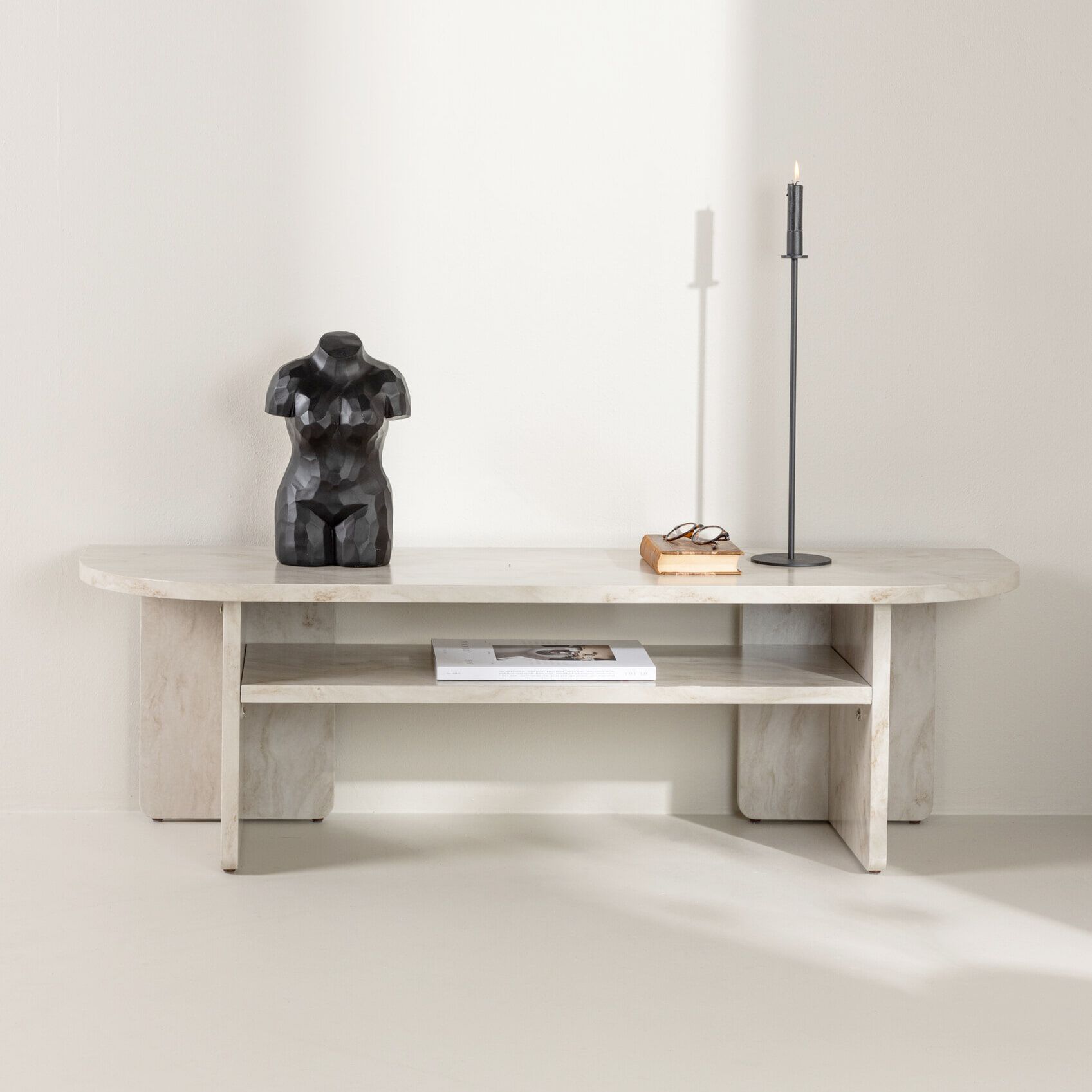 Jenelle TV‑meubel in marmerlook – Scandinavisch design voor jouw woonkamer