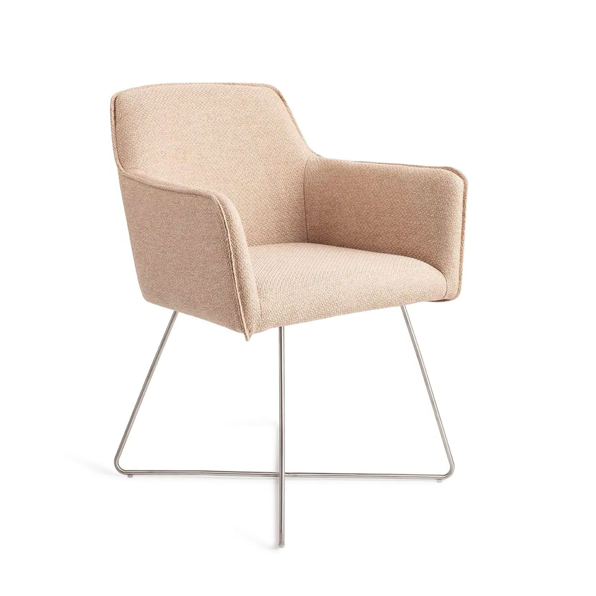 Jesper Home Hofu Cross Steel eetkamerstoel – natuurlijke elegantie in Wild Walnut