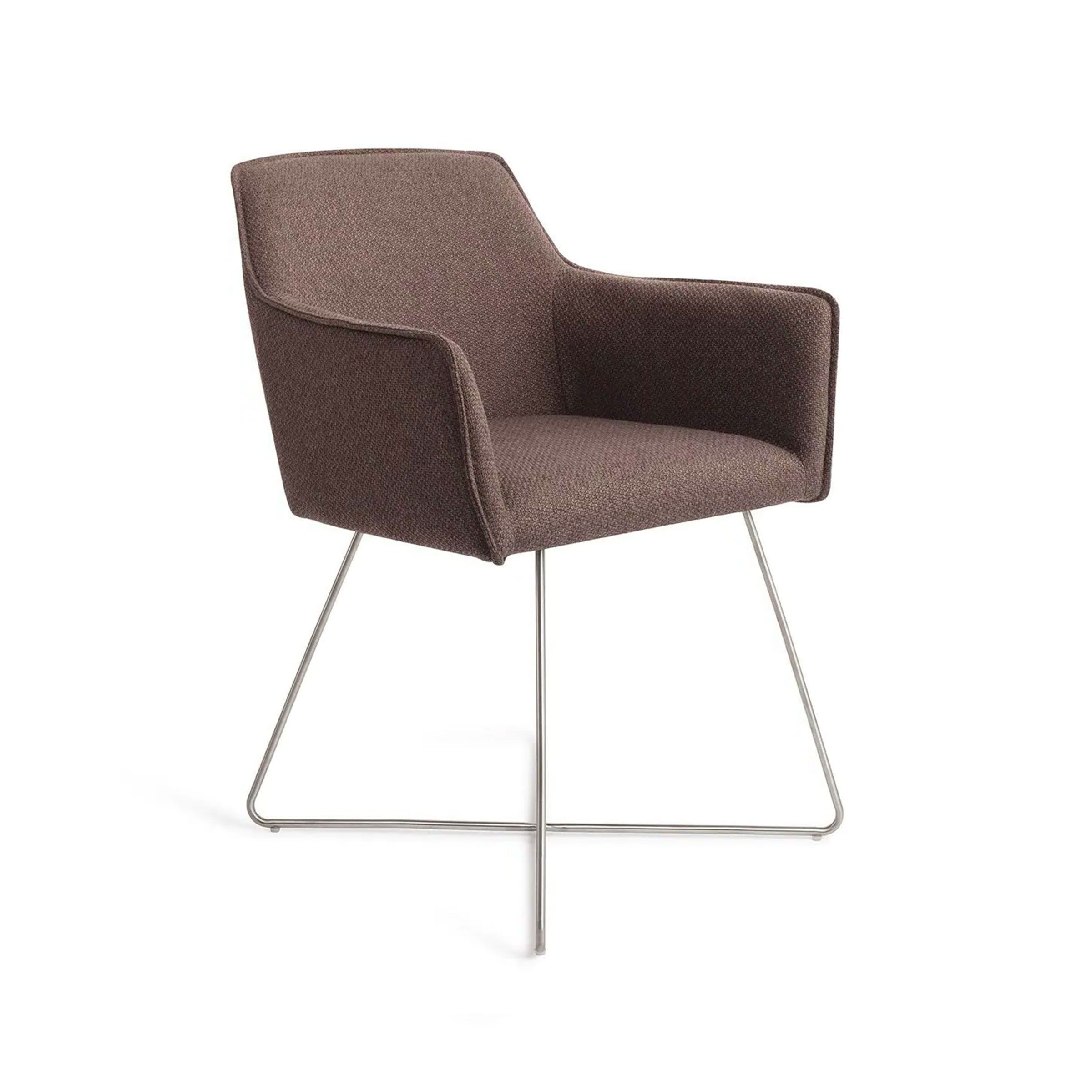Jesper Home Hofu Cross Steel eetkamerstoel – Potters Clay