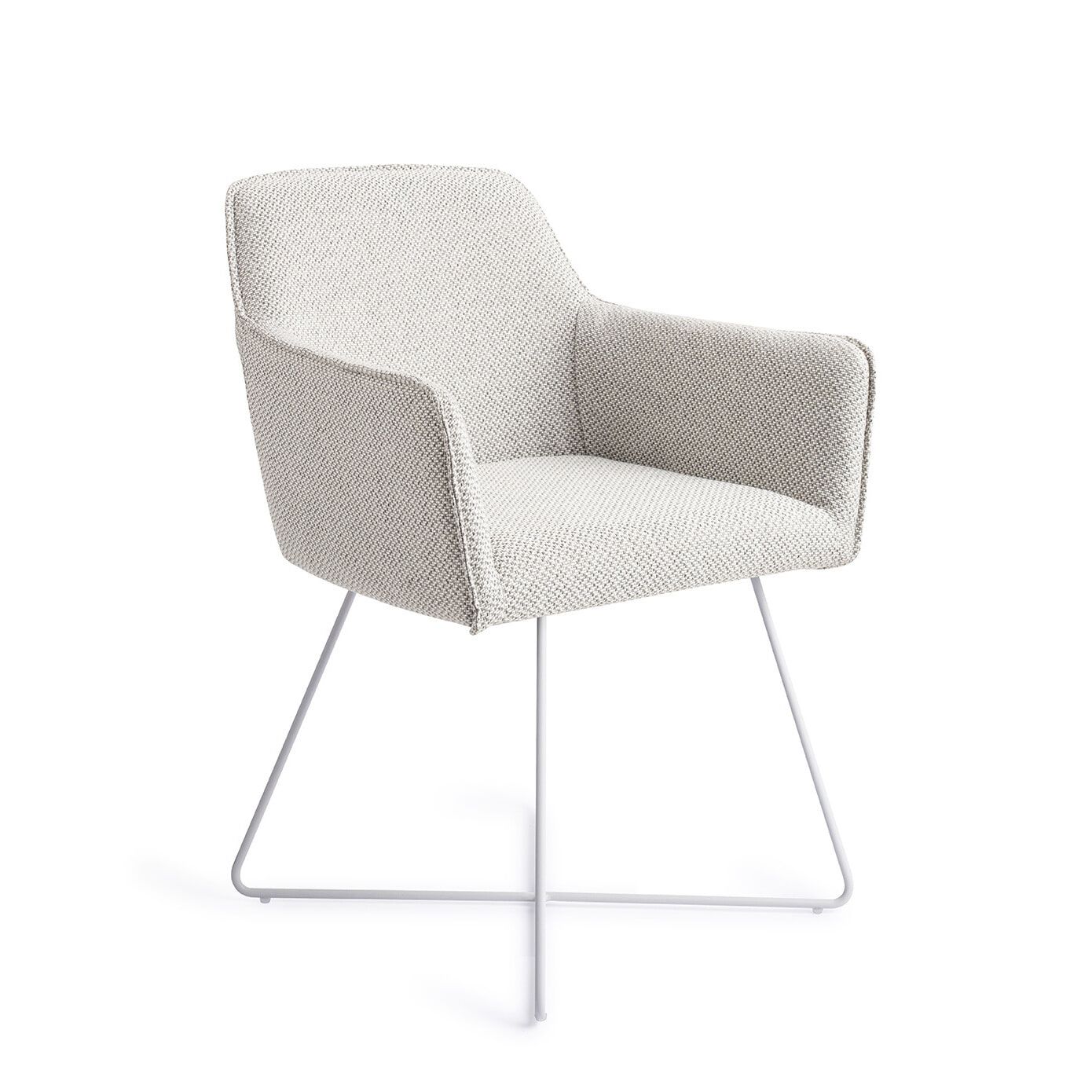 Jesper Home Hofu Cross White – Checkers Charm: Tijdloze eetkamerstoel voor stijl en comfort