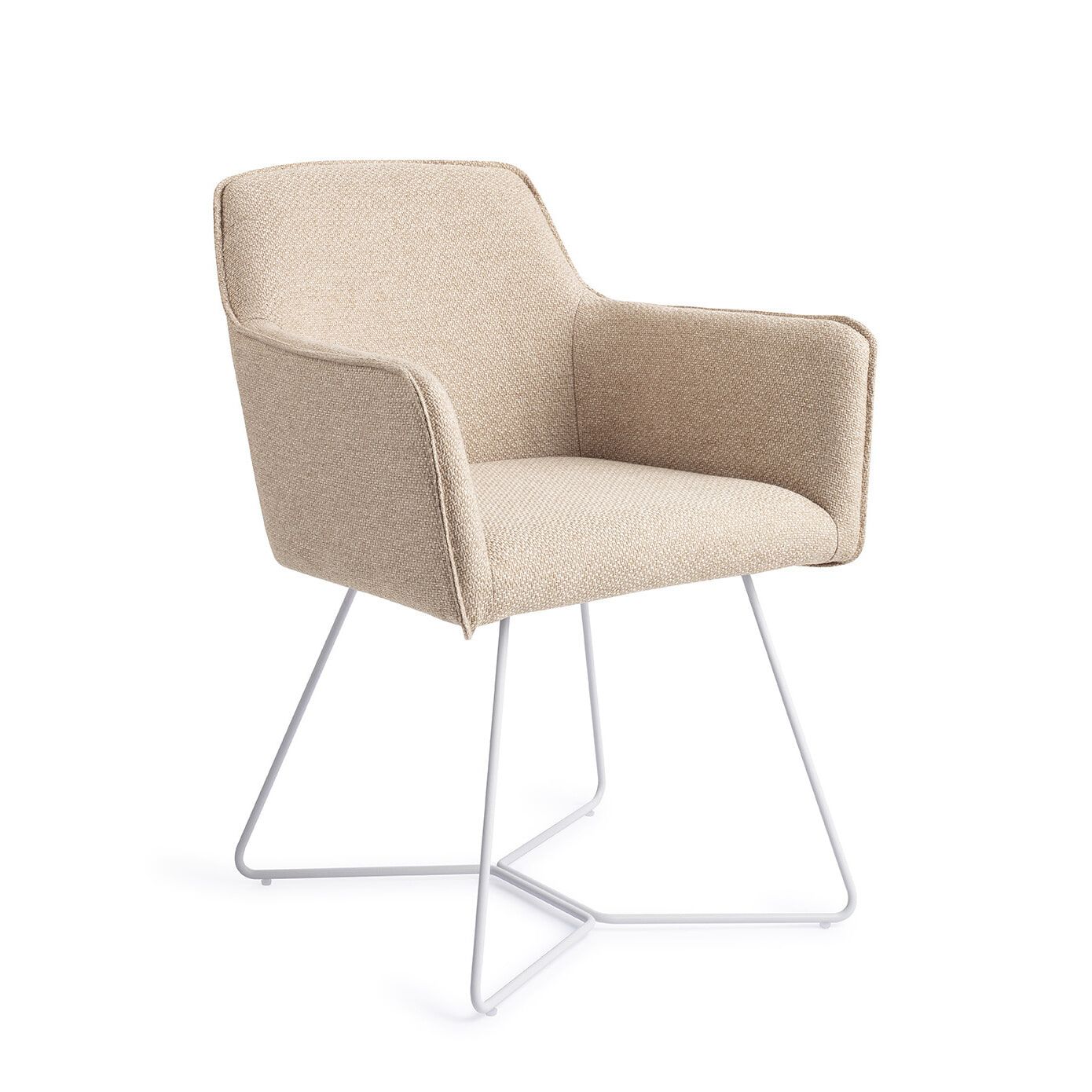 Jesper Home Hofu eetkamerstoel – Beehine White met Wild Walnut onderstel