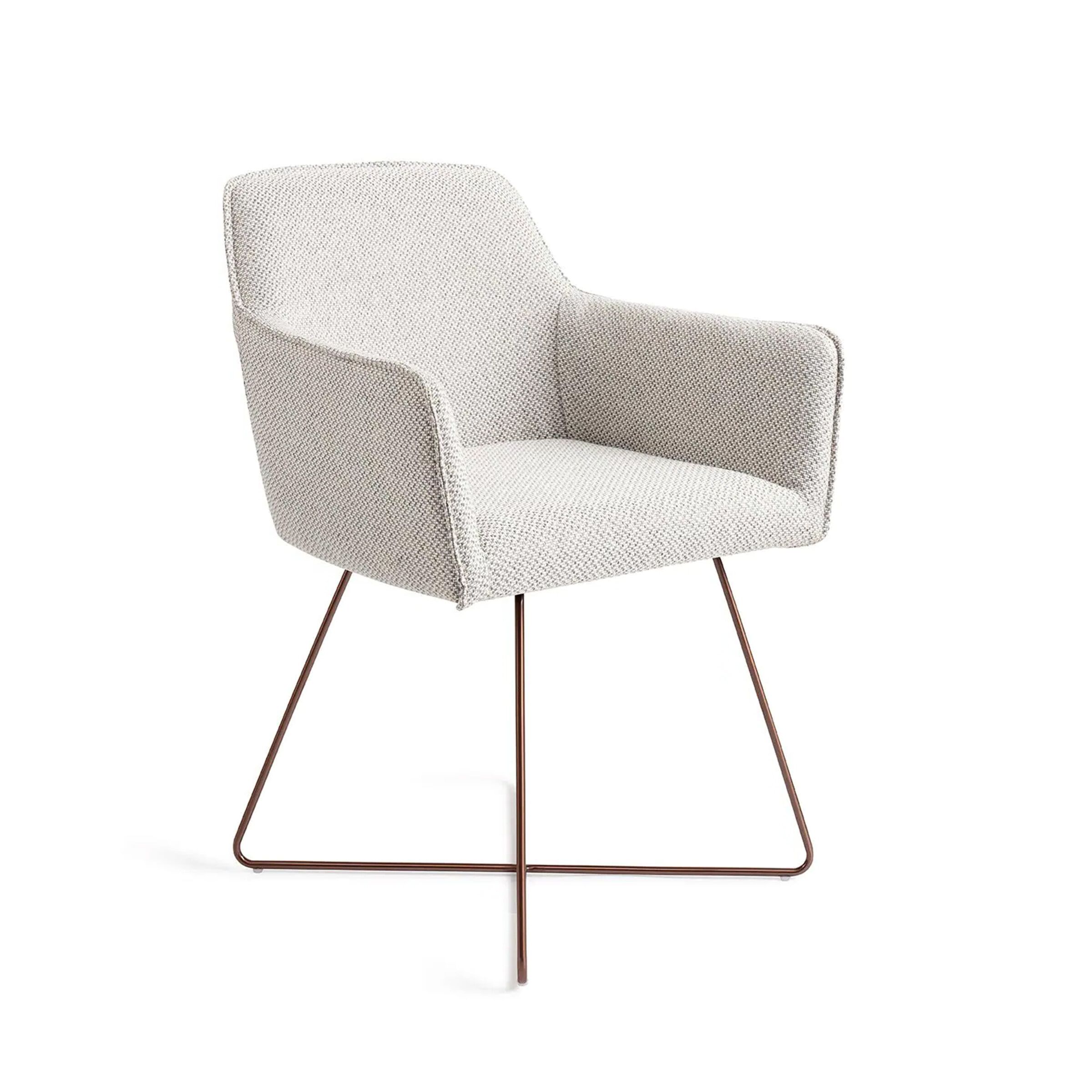 Jesper Home Hofu eetkamerstoel – stijlvolle cross‑design in Rose Gold & Checkers Charm