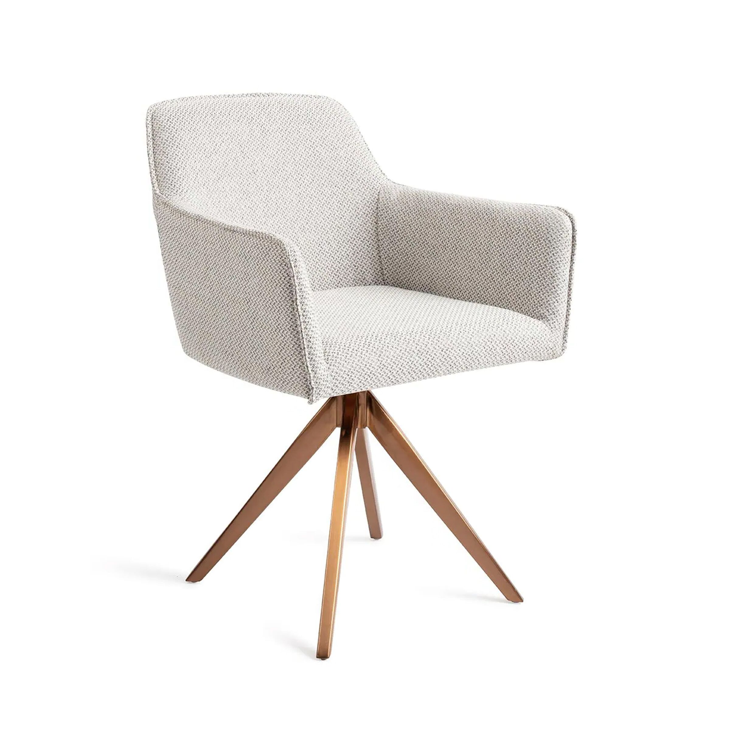 Jesper Home Hofu Turn eetkamerstoel – stijlvolle draaibar met rosegoud accent