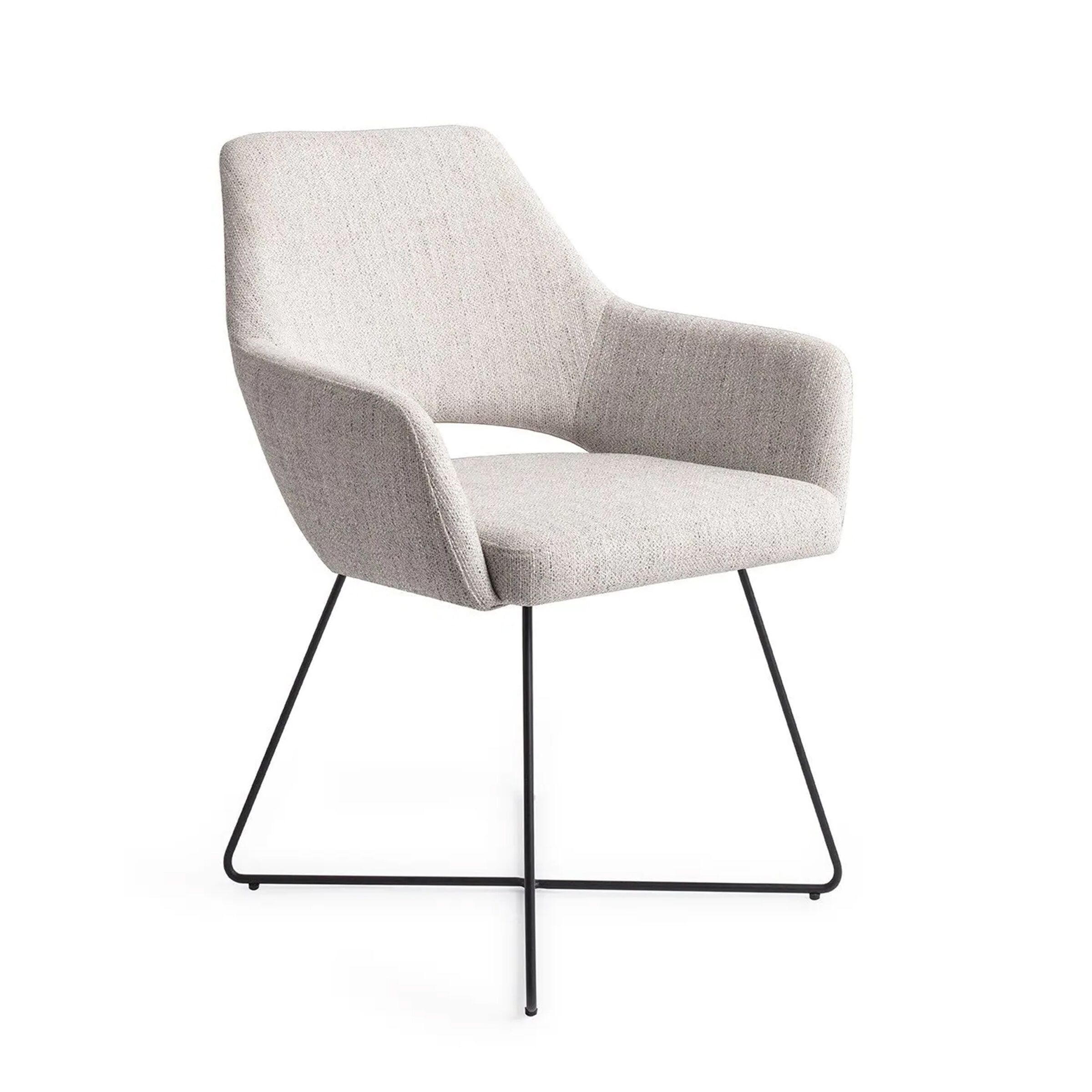Jesper Home Yanai Cross eetkamerstoel – tijdloos design in zwart‑grijze tint