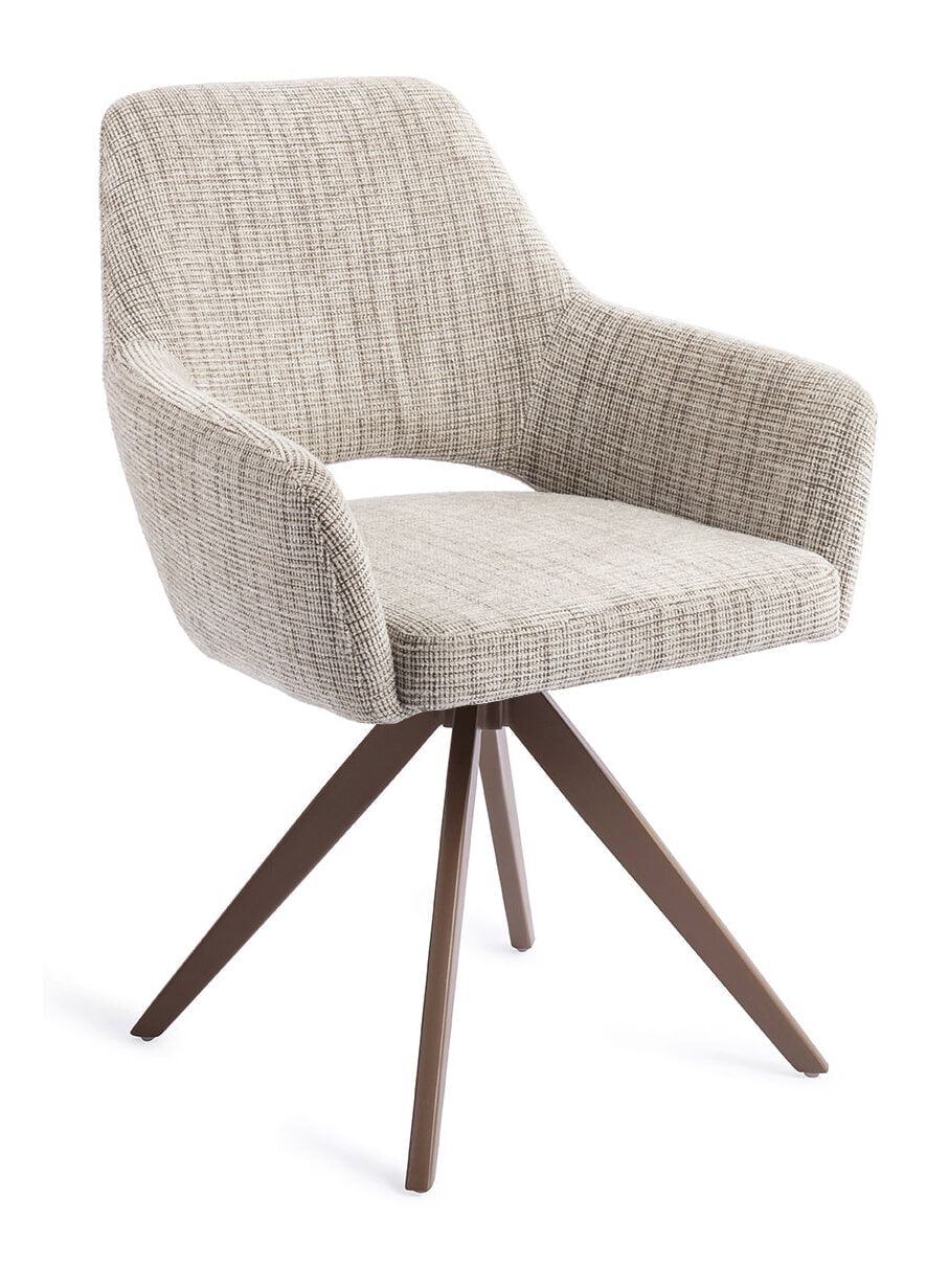 Jesper Home Yanai eetkamerstoel – Caramel Grid, draaibaar & modulaire keuzes