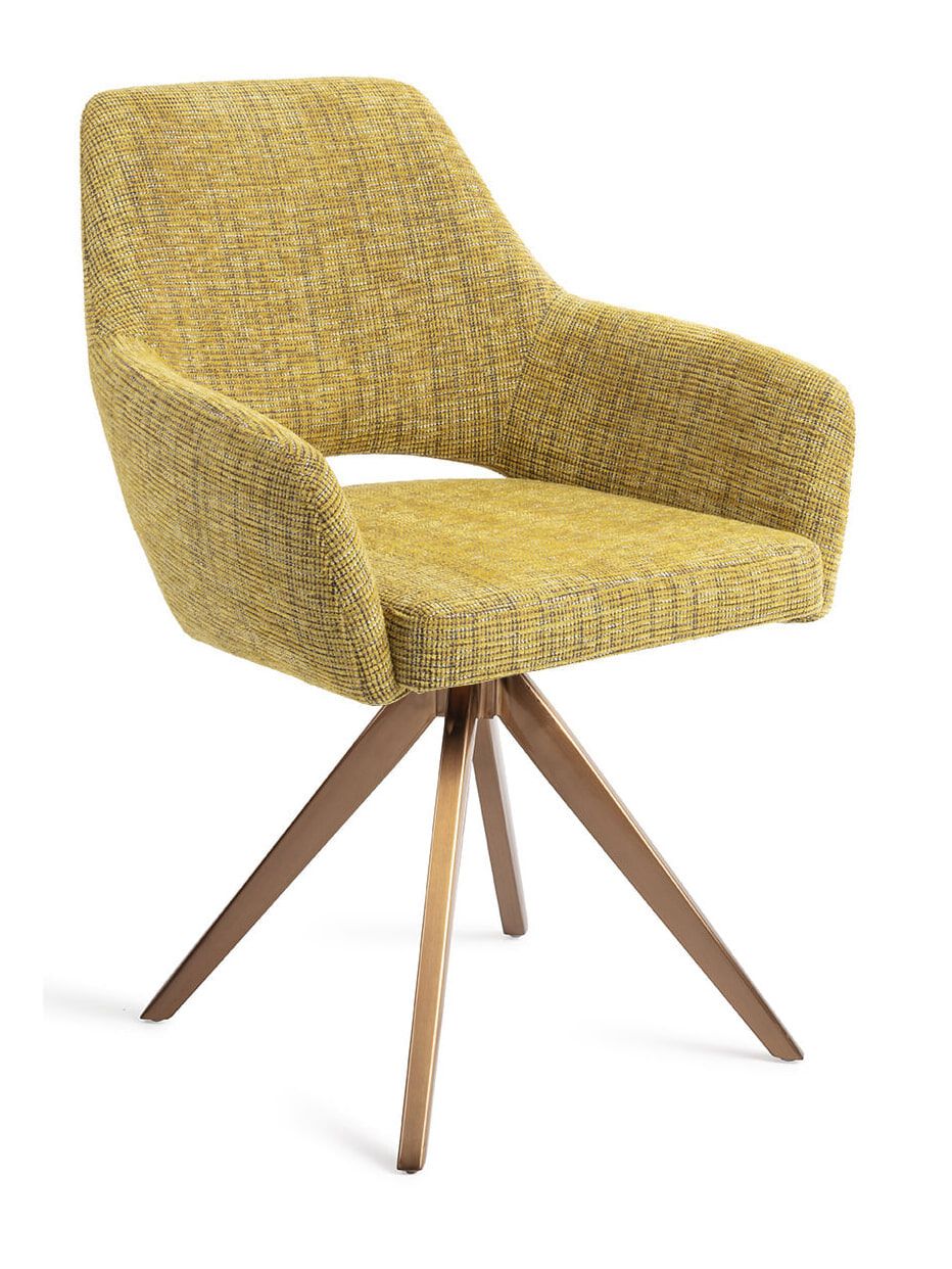 Jesper Home Yanai Turn eetkamerstoel – strak design in rosegoud en Lemon Lines