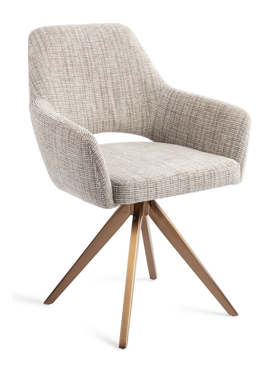 Jesper Home Yanai Turn Rose – Draaibare eetkamerstoel in Caramel Grid