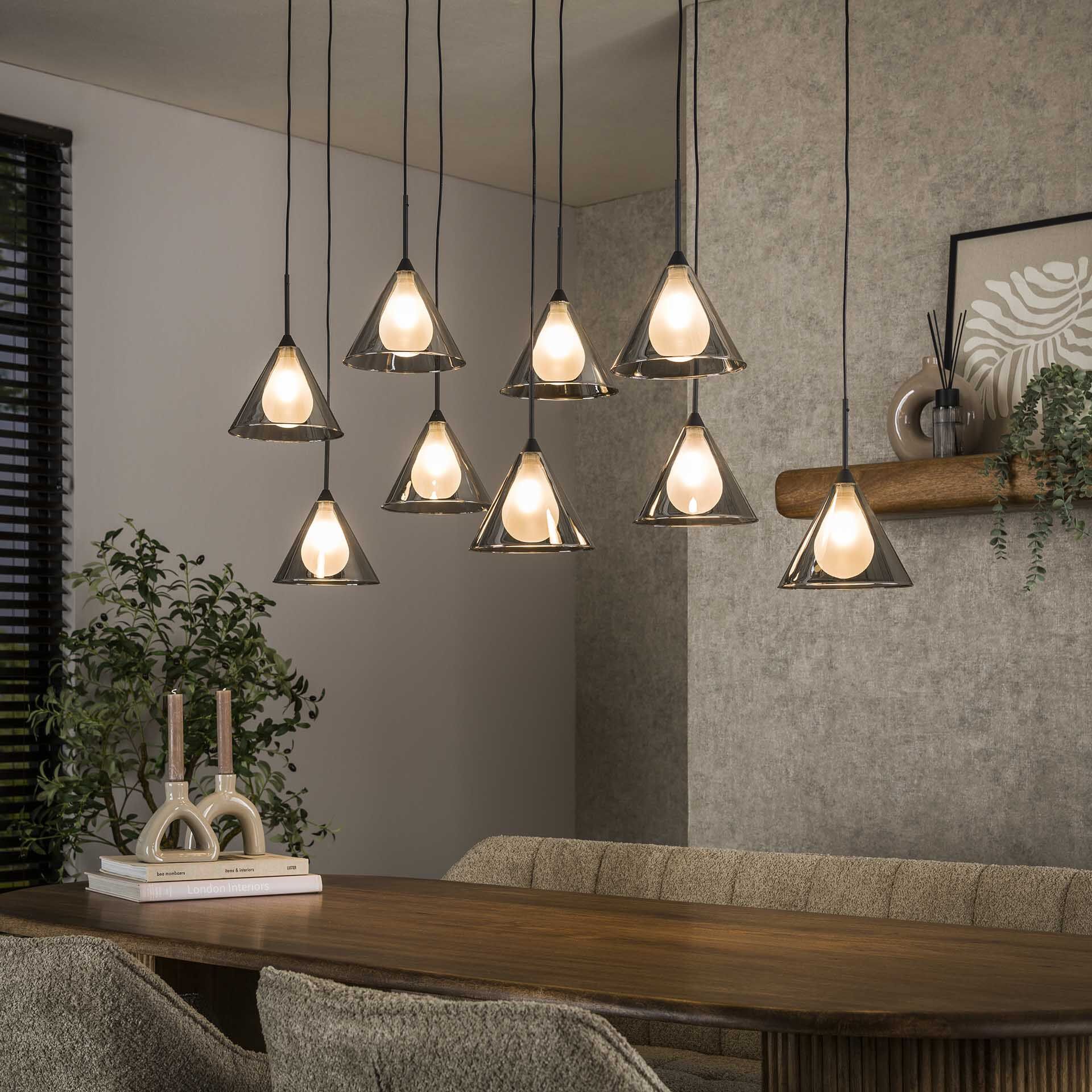 Jordie Smoke Hanglamp – Moderne Elegantie met Rookgrijs Glas