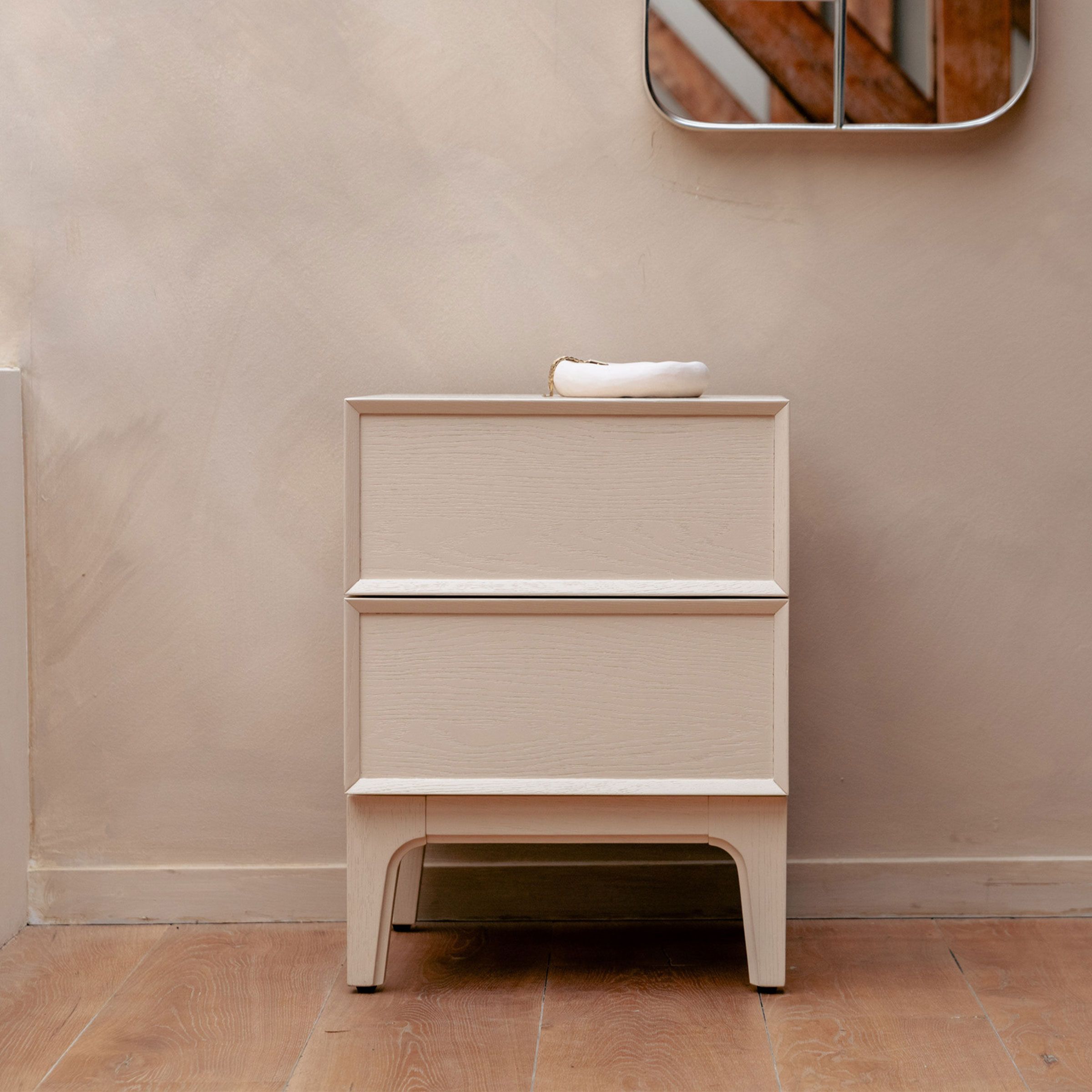 June Bijzettafel/Nachtkastje – Strak vierkant design in beige eiken