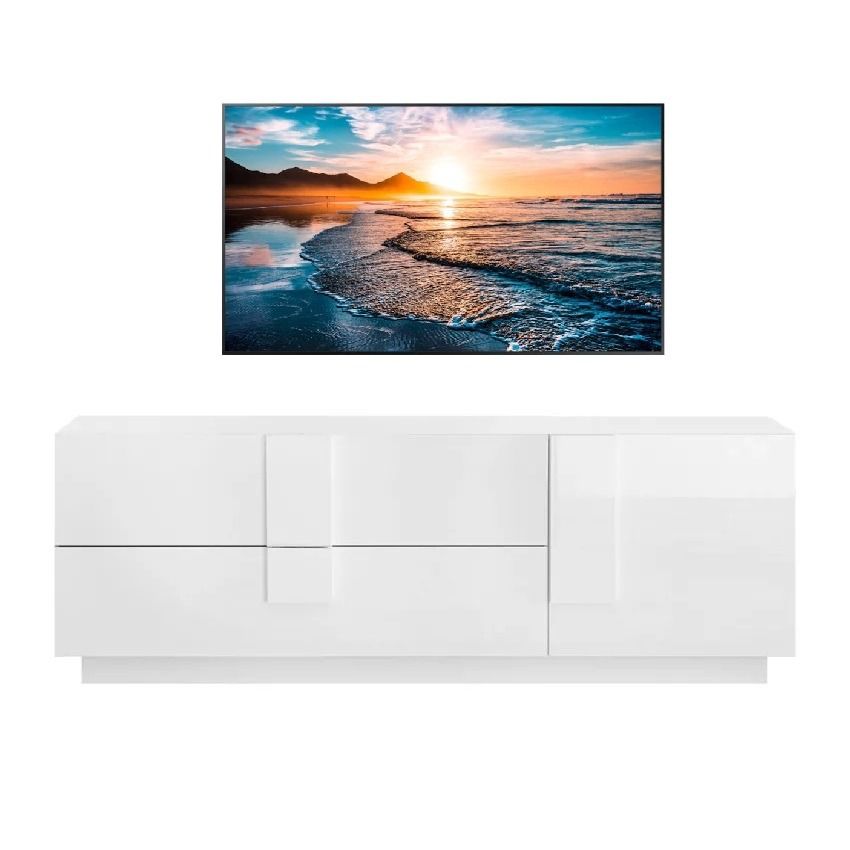 Jupiter tv‑meubel 181 cm – hoogglans wit met deur en lades