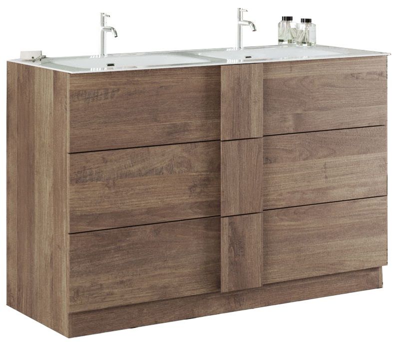 JUPITER wastafelonderkast 122 cm – stijlvolle badkameroplossing met wit waskom