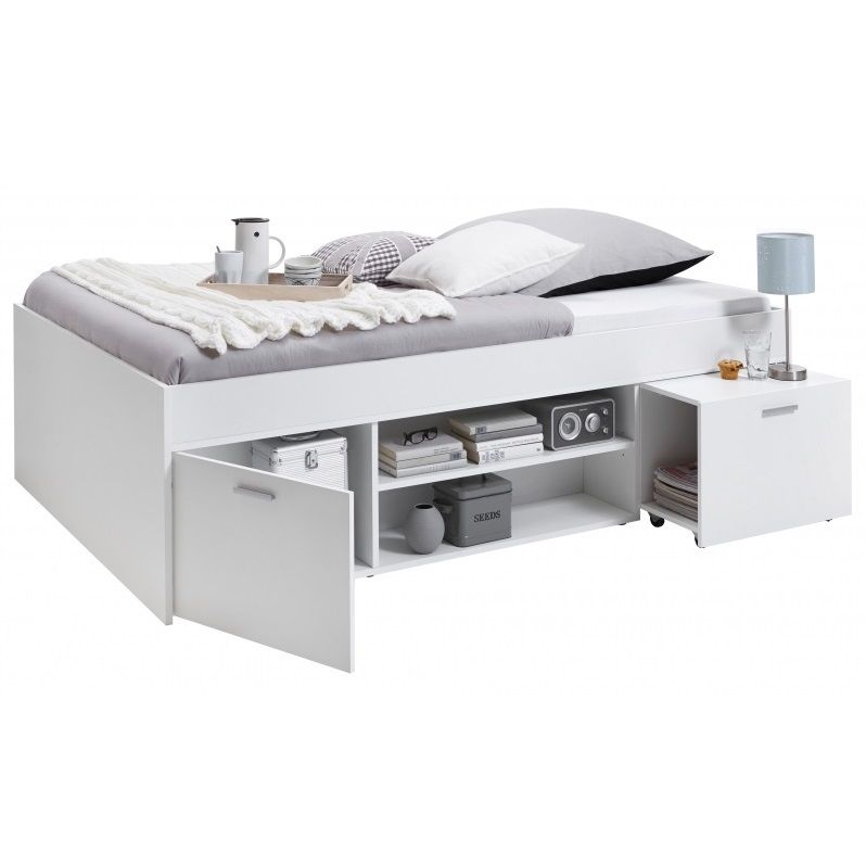 Kajuitbed Carlo 90×200 cm – Strak wit design met lade en slimme opbergruimte