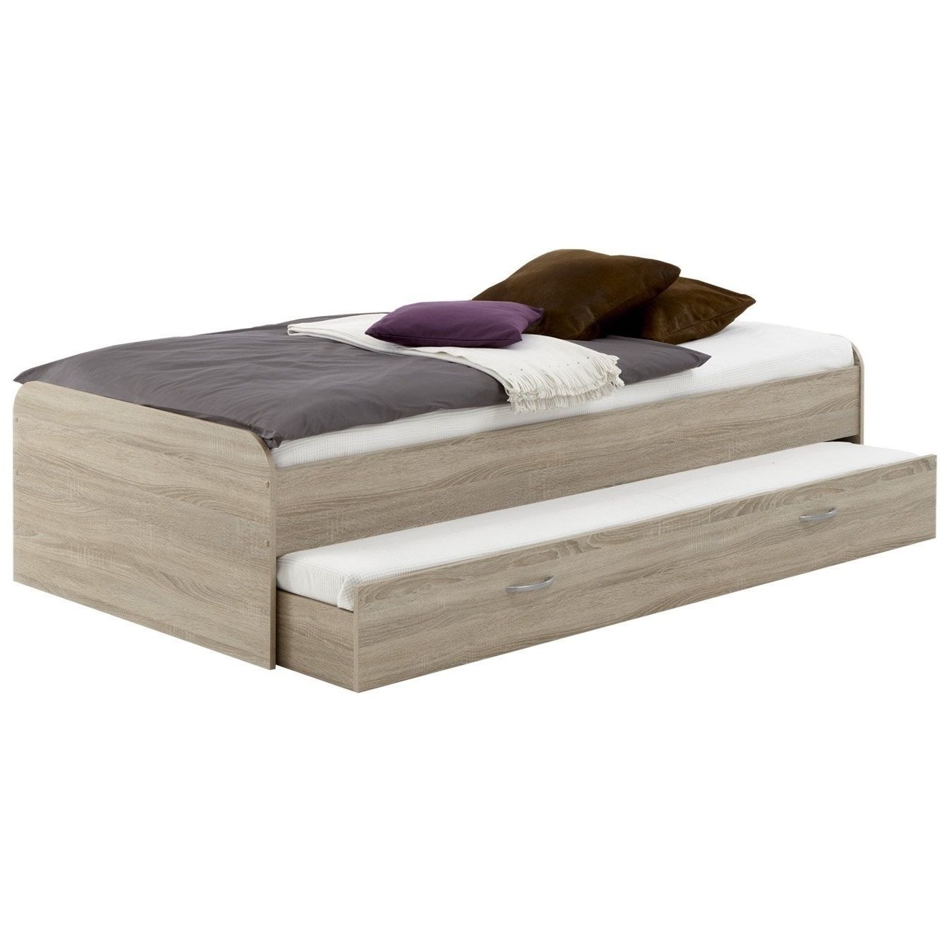 Kajuitbed Pedro 90 × 200 cm – Modern eiken slaapkamermeubel met slimme opbergruimte