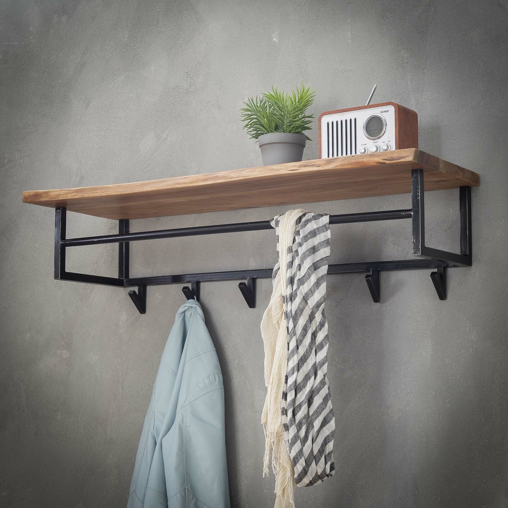 Kapstok Toni – 100 cm massief acacia met 6 stijlvolle haken