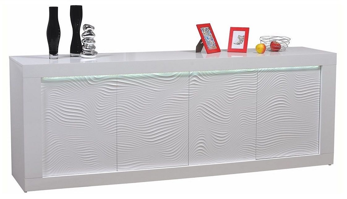 Karma dressoir 220 cm – hoogglans wit met subtiele LED‑verlichting