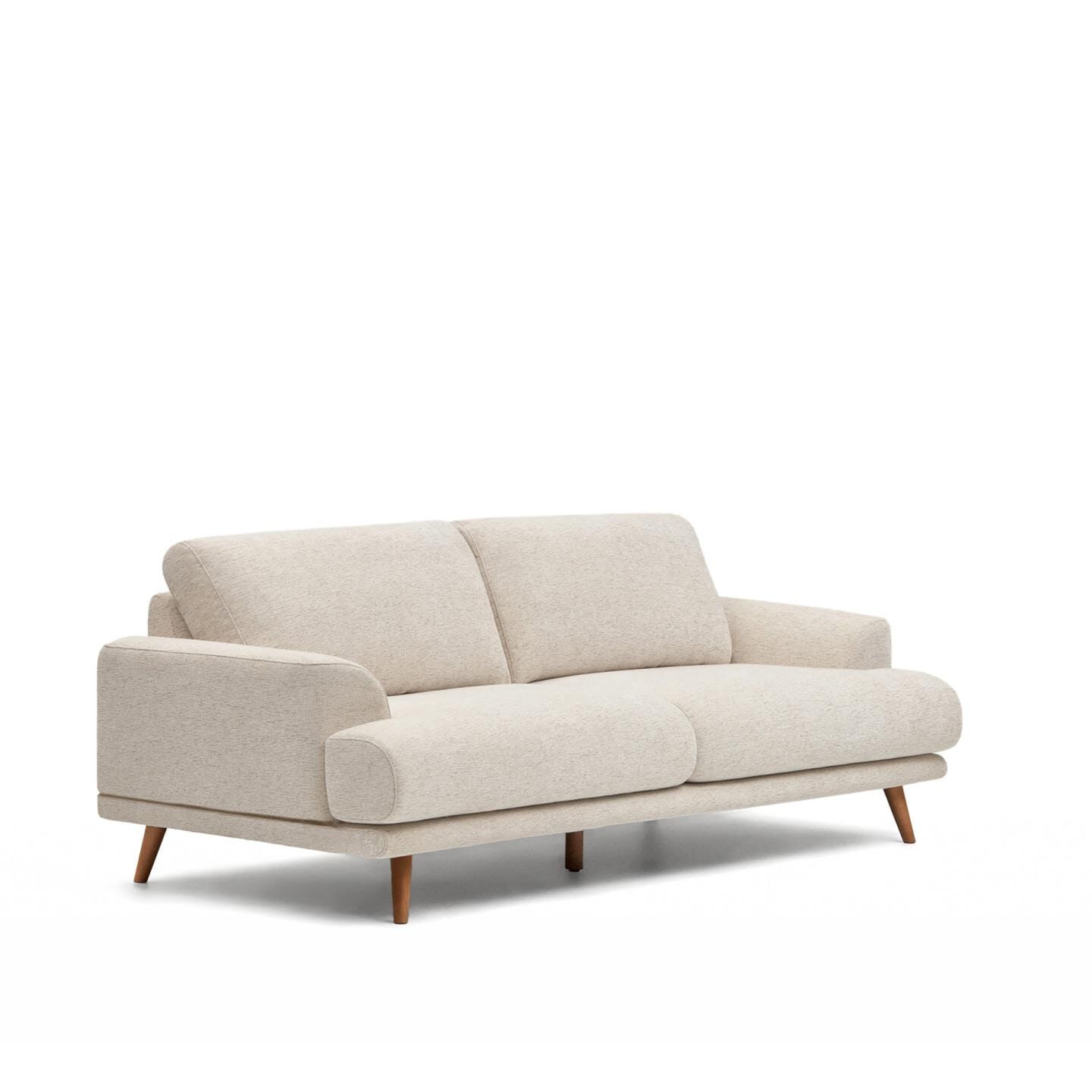 Kave Home 2‑zits Bank Karin – Beige & Walnoot, 211 cm