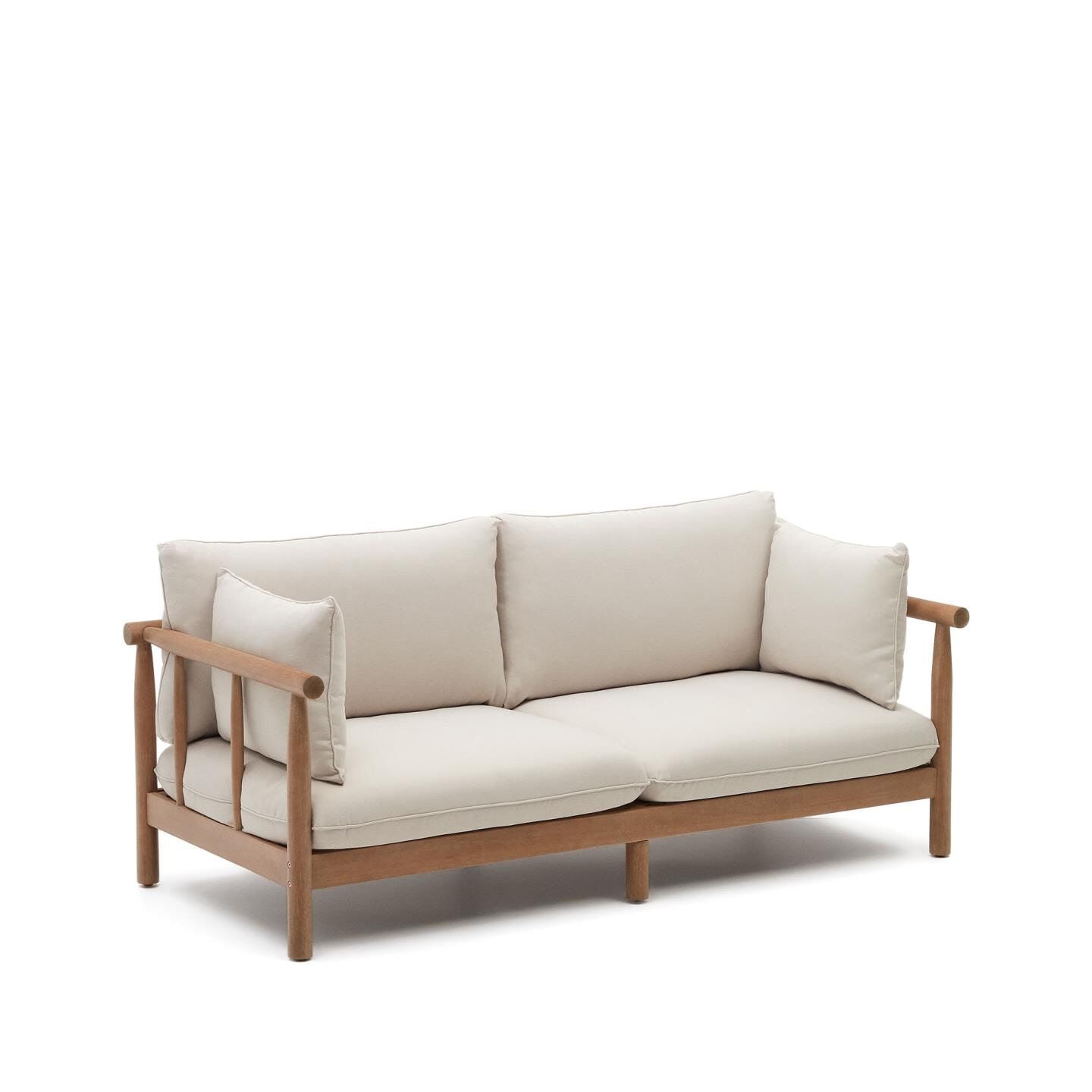 Kave Home 2‑zits Loungebank Sacova in Eucalyptushout – Beige