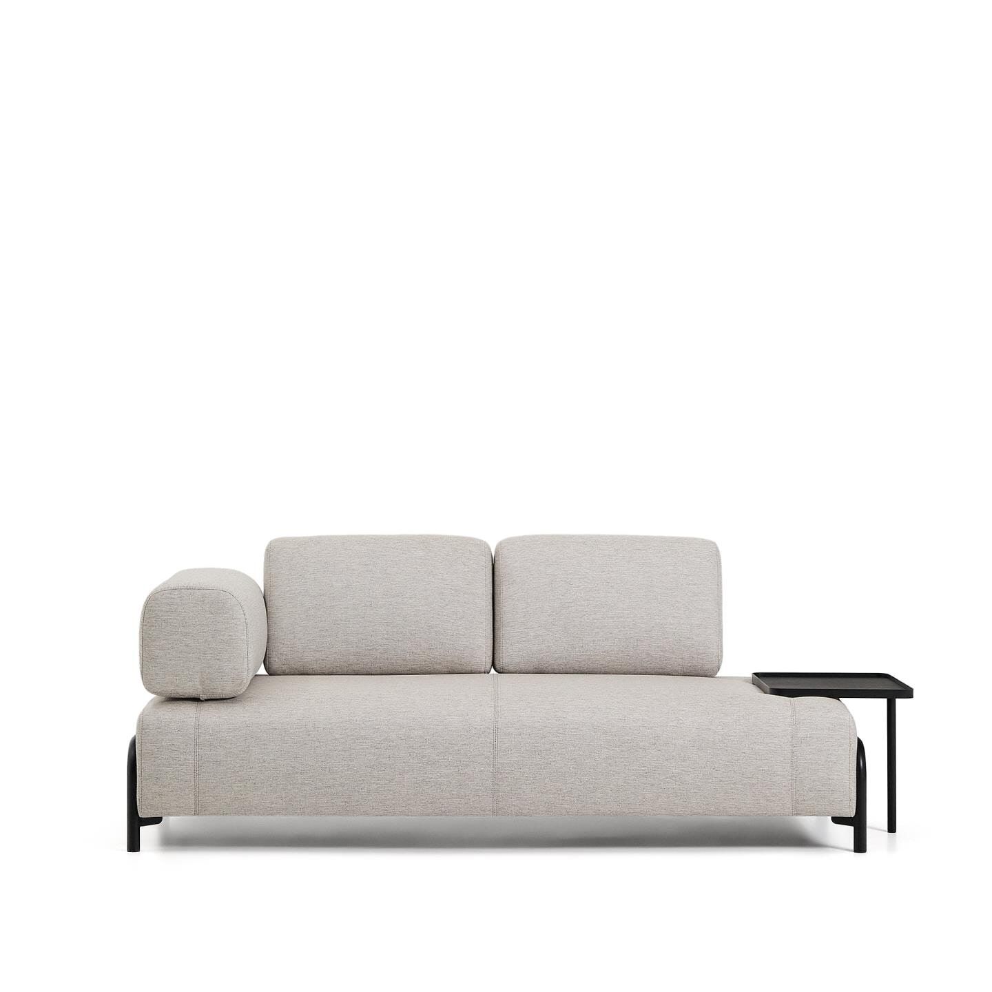 Kave Home 2‑zitsbank met bijzettafel – Beige/Zwart, stijlvol & duurzaam