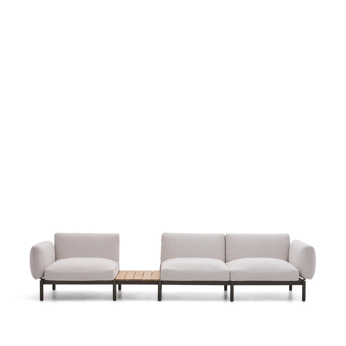 Kave Home 3‑zit Loungebank Sorells – Modulair buitencomfort in Beige & Groen