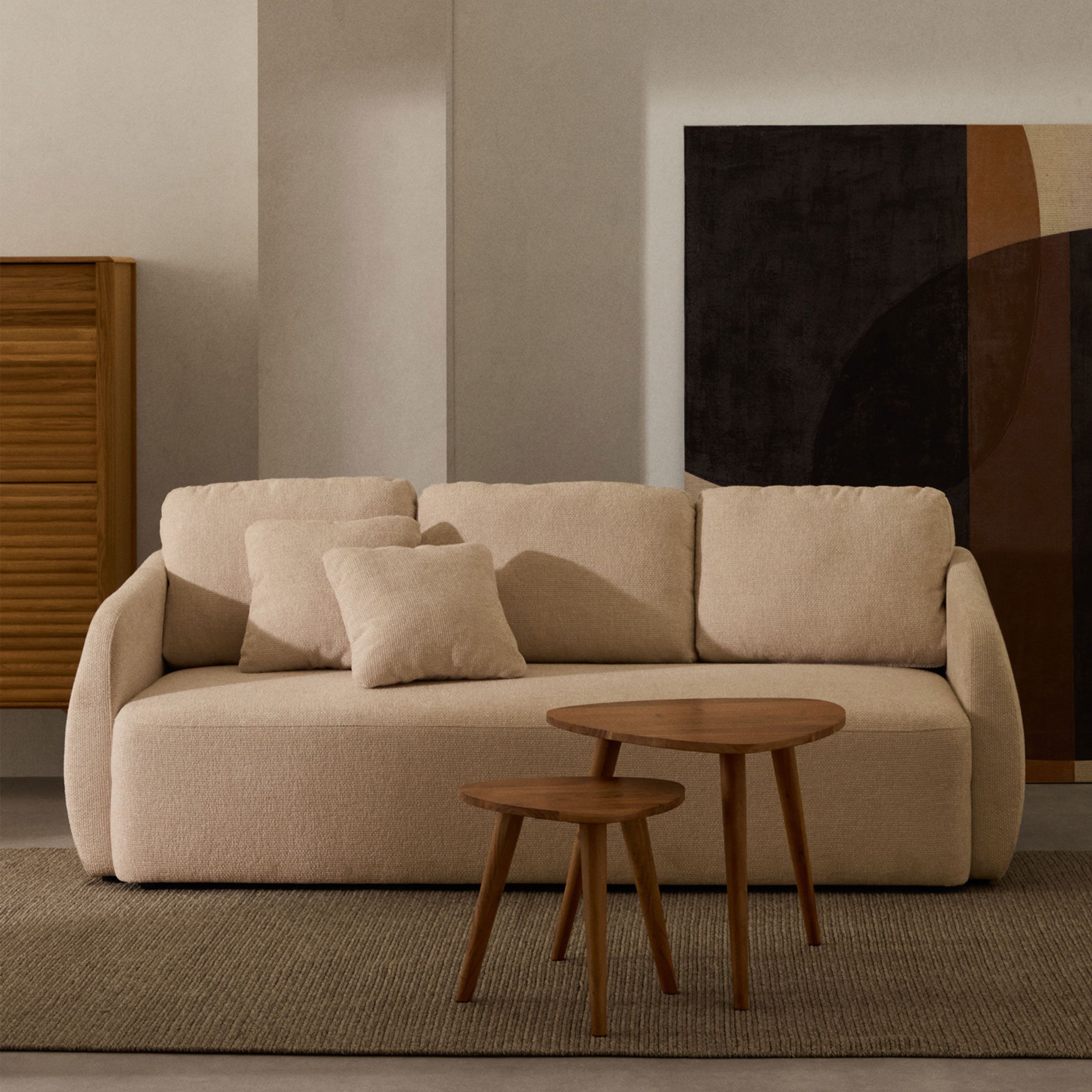 Kave Home 3‑zits slaapbank Laira in zacht beige chenille – stijl, comfort en duurzaamheid