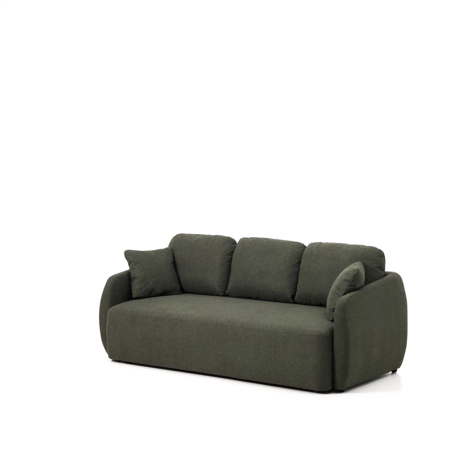 Kave Home 3‑zits slaapbank Laira – luxe chenille in donkergroen