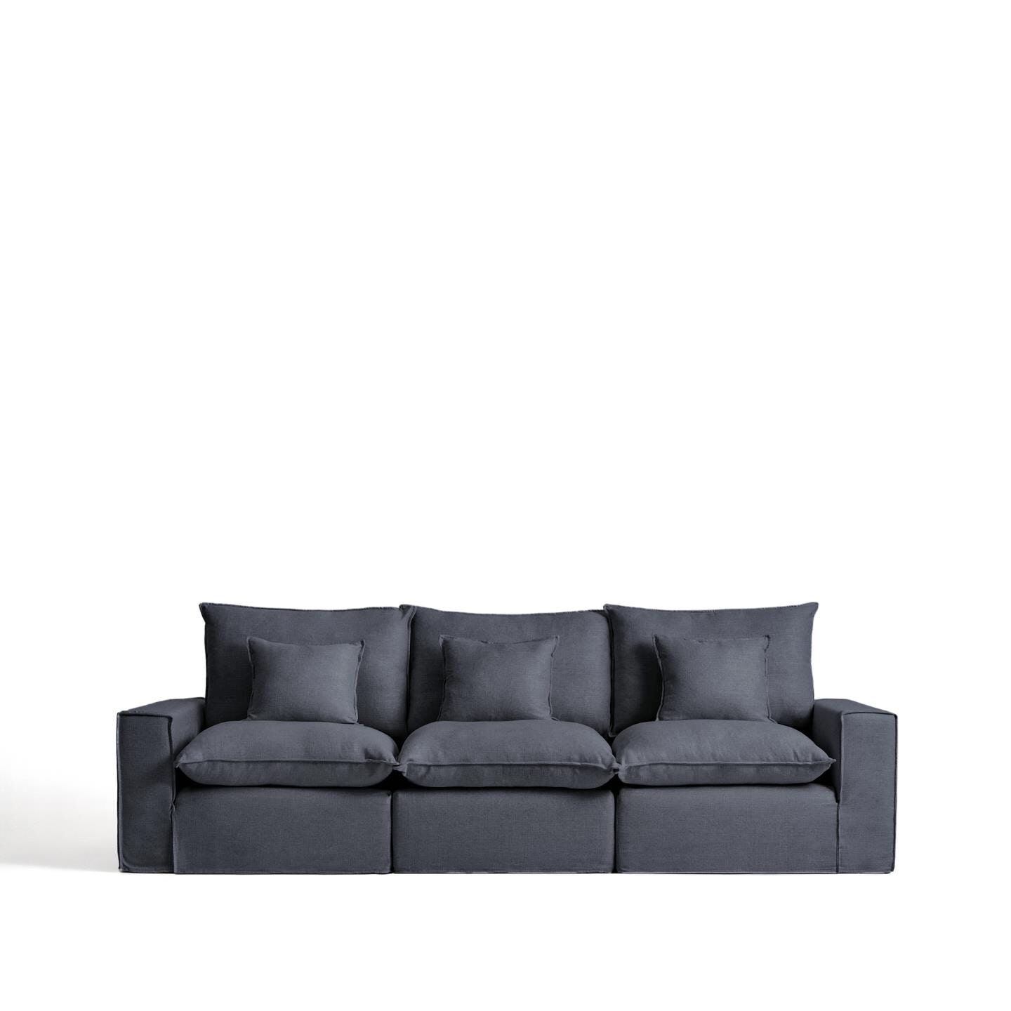 Kave Home Anarela 3‑zitsbank – Donkergrijs linnen – Comfort & stijl