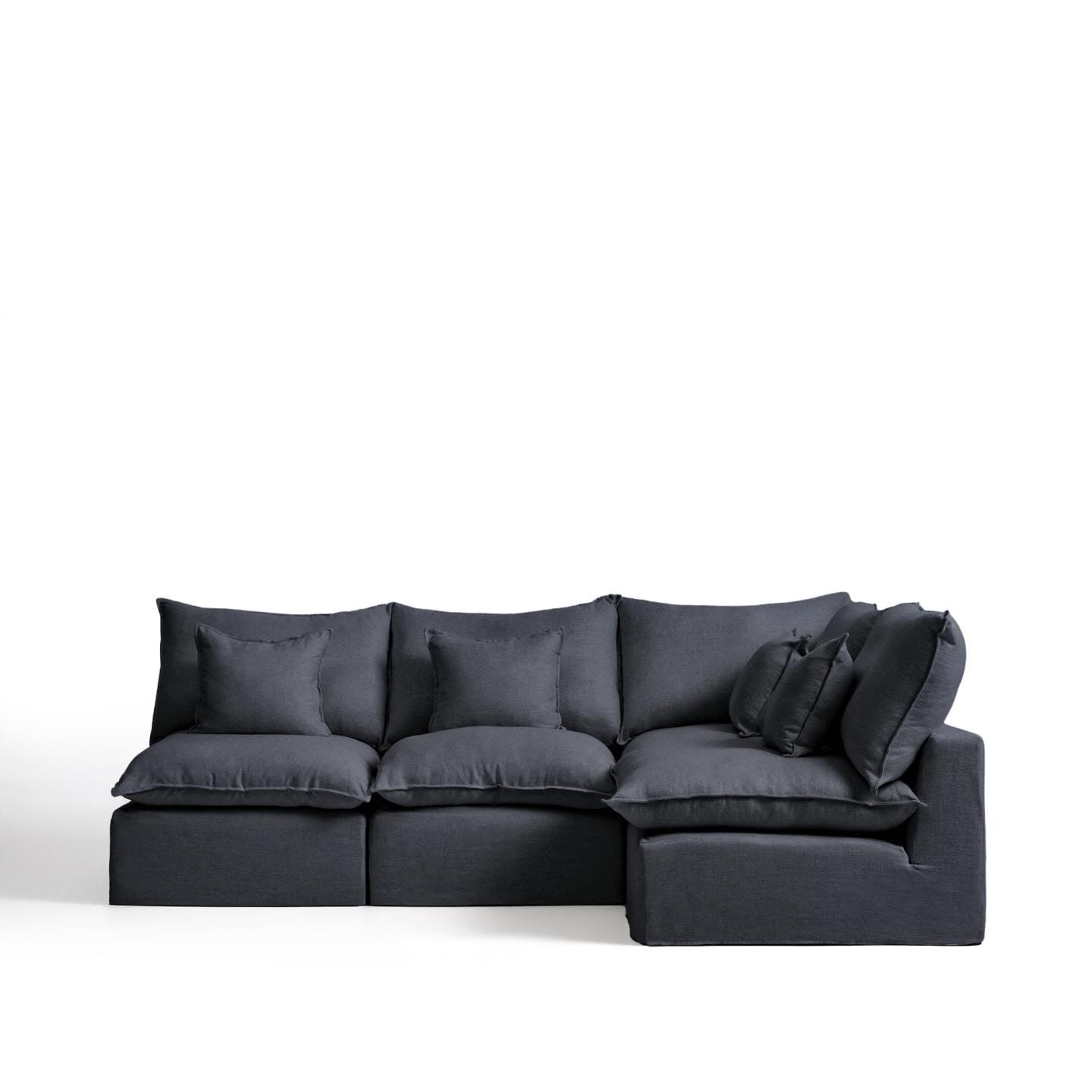 Kave Home Anarela 4‑zit Hoekbank – Donkergrijs, Linnen & Viscose, 287 cm