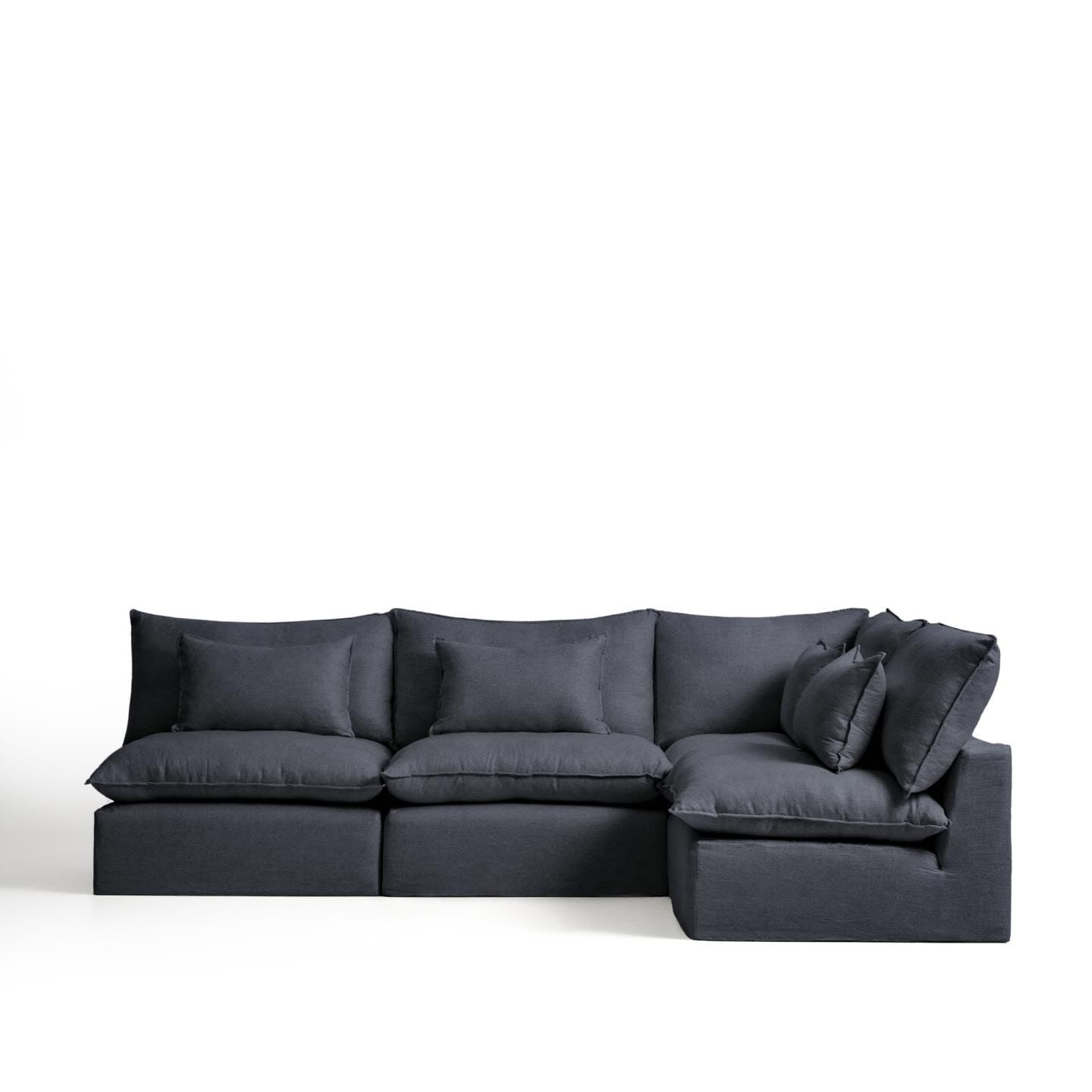 Kave Home Anarela 6‑zit Hoekbank – Donkergrijs linnen, 327 cm