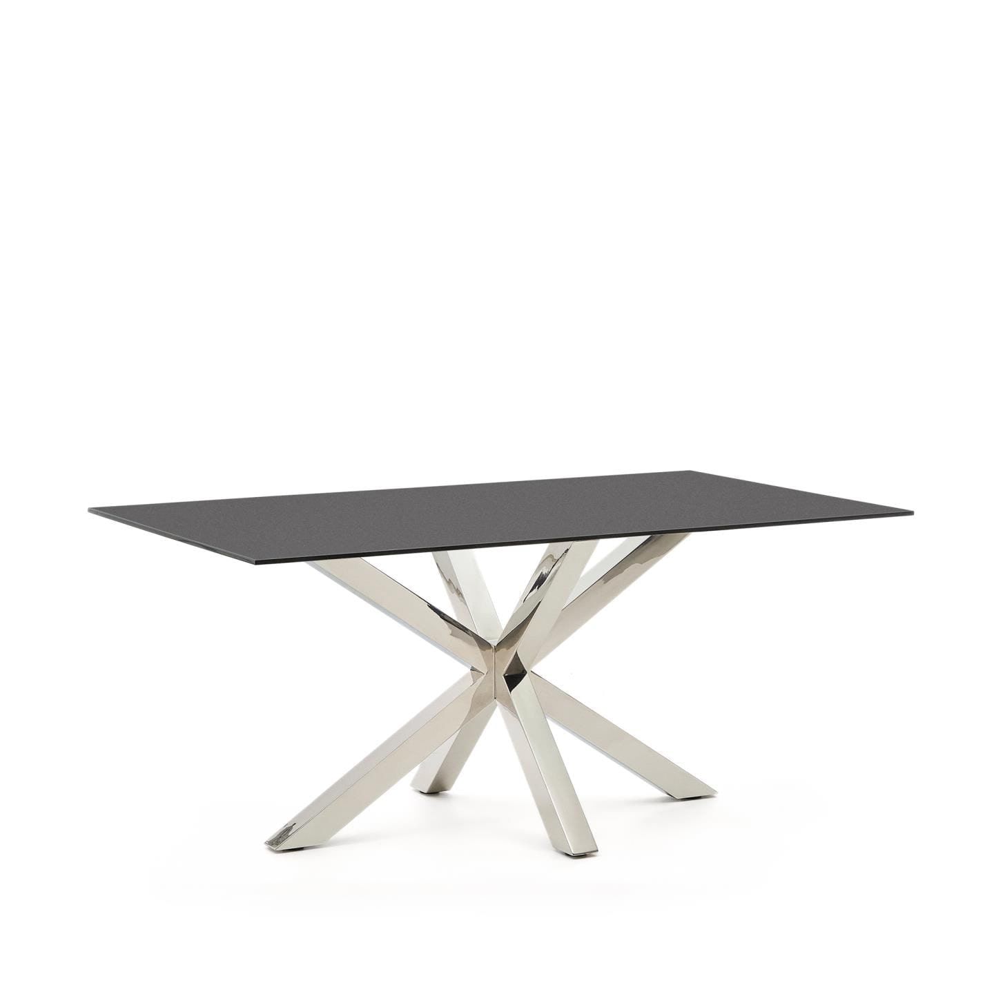 Kave Home Argo eettafel 160 × 90 cm – strak zwart glasdesign