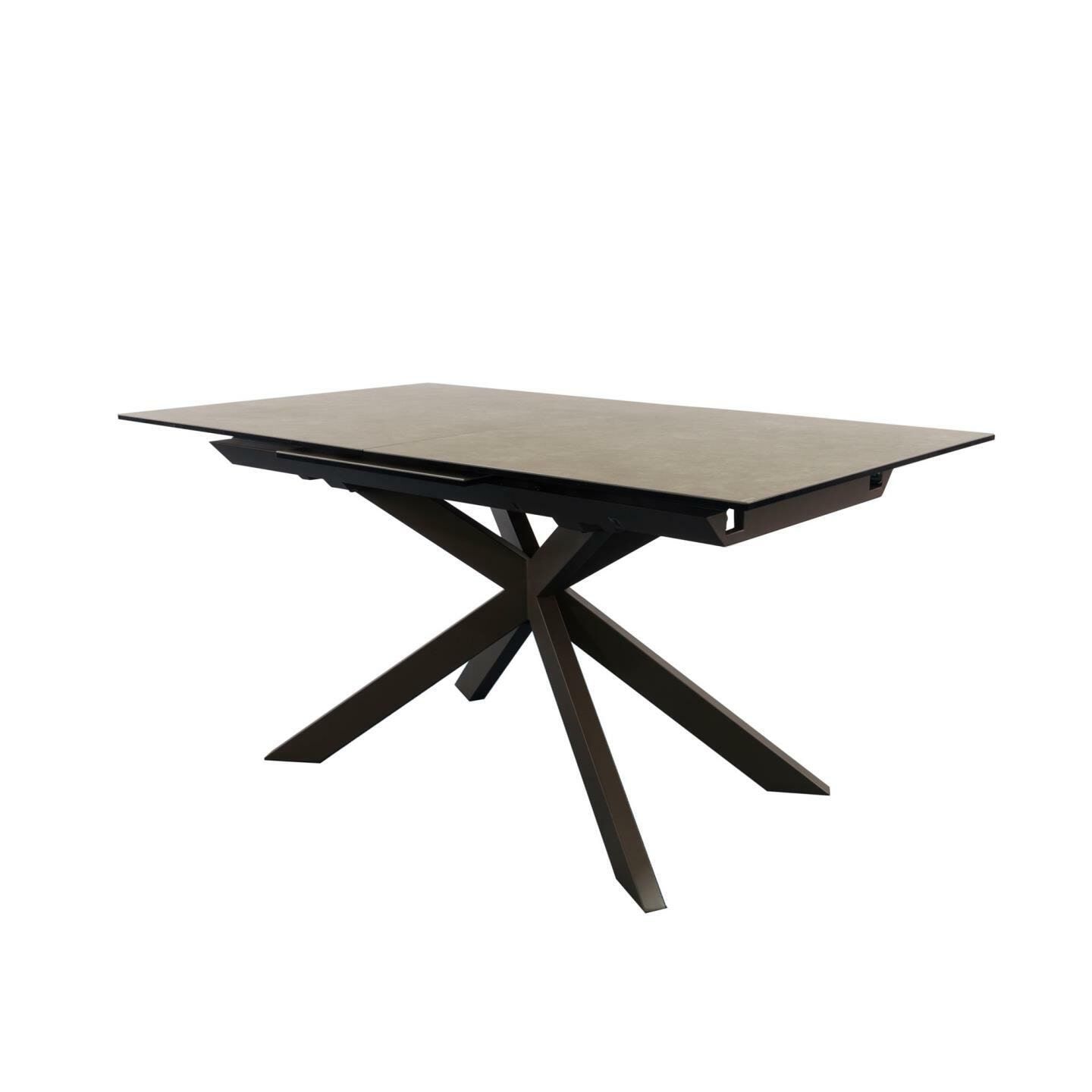 Kave Home Atminda Uitschuifbare Eettafel – keramisch blad, bruine stalen poten, 160‑210 cm