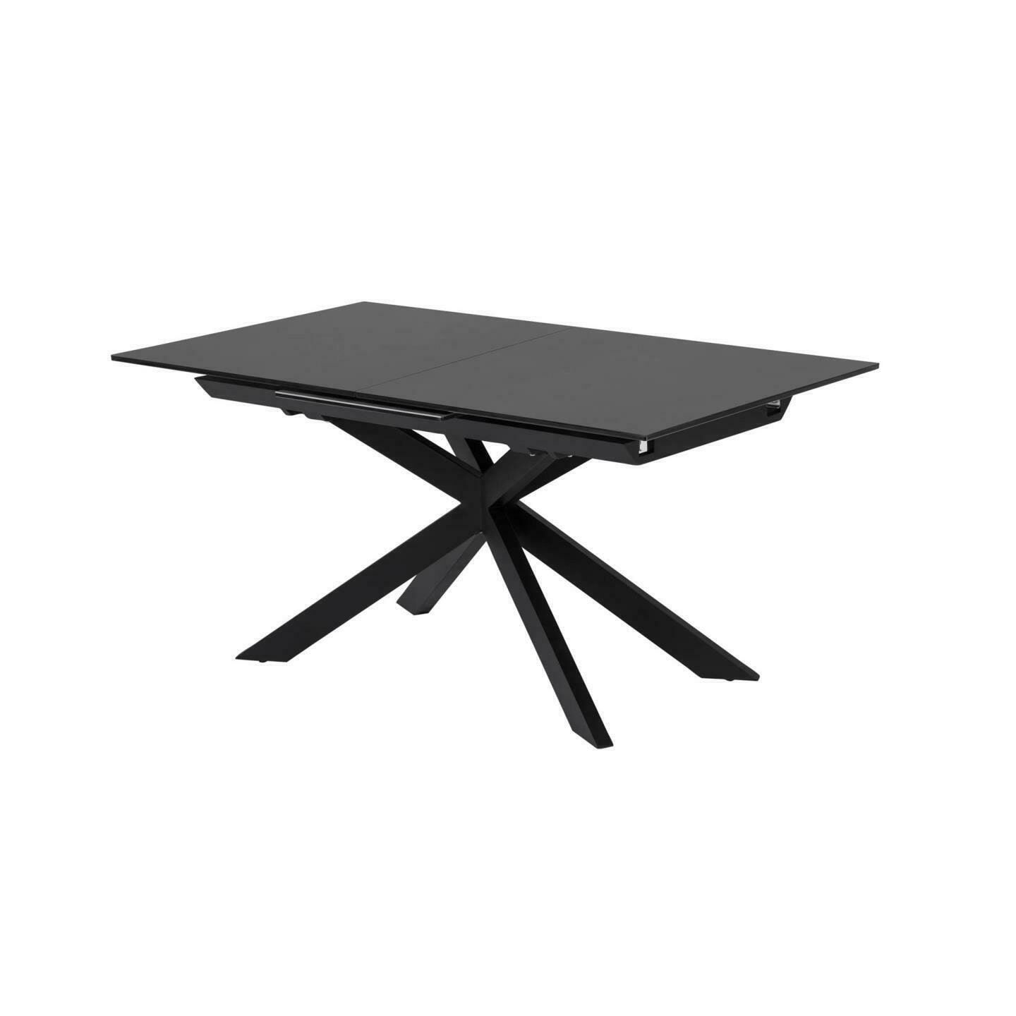 Kave Home Atminda Uitschuifbare Eettafel – Zwart Glas voor een Strakke Woonkamer