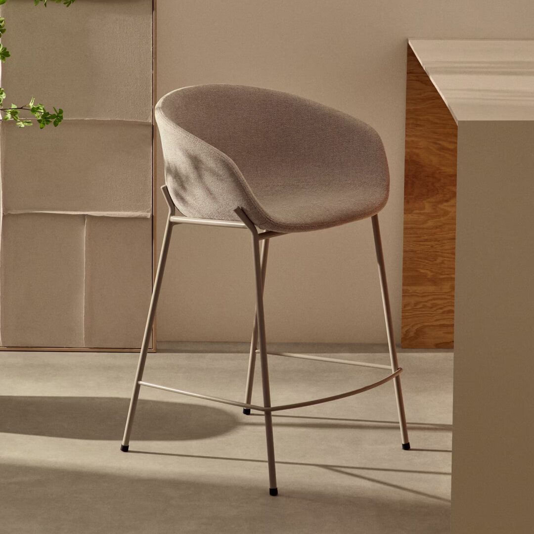 Kave Home Barkruk Yvette – Beige, 65 cm zithoogte