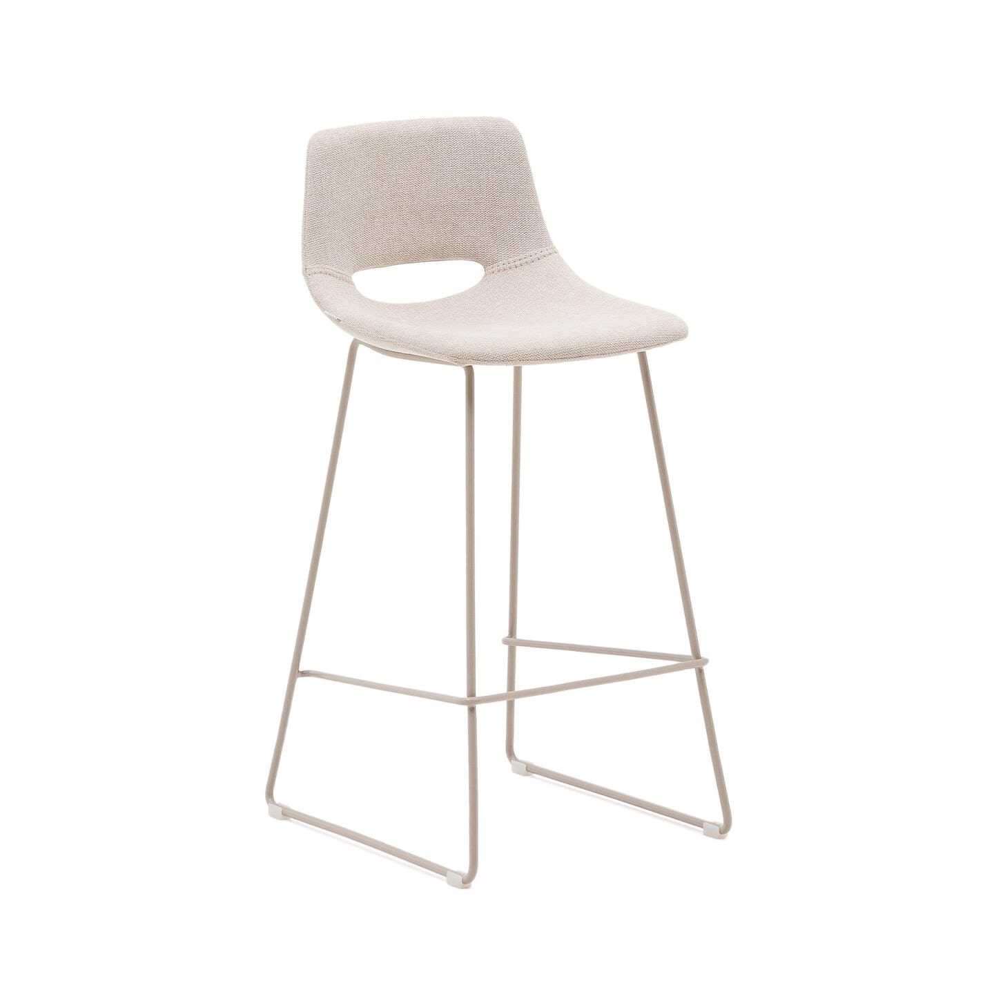 Kave Home Barkruk Zahara – Beige, stijlvolle barstoel met voetsteun