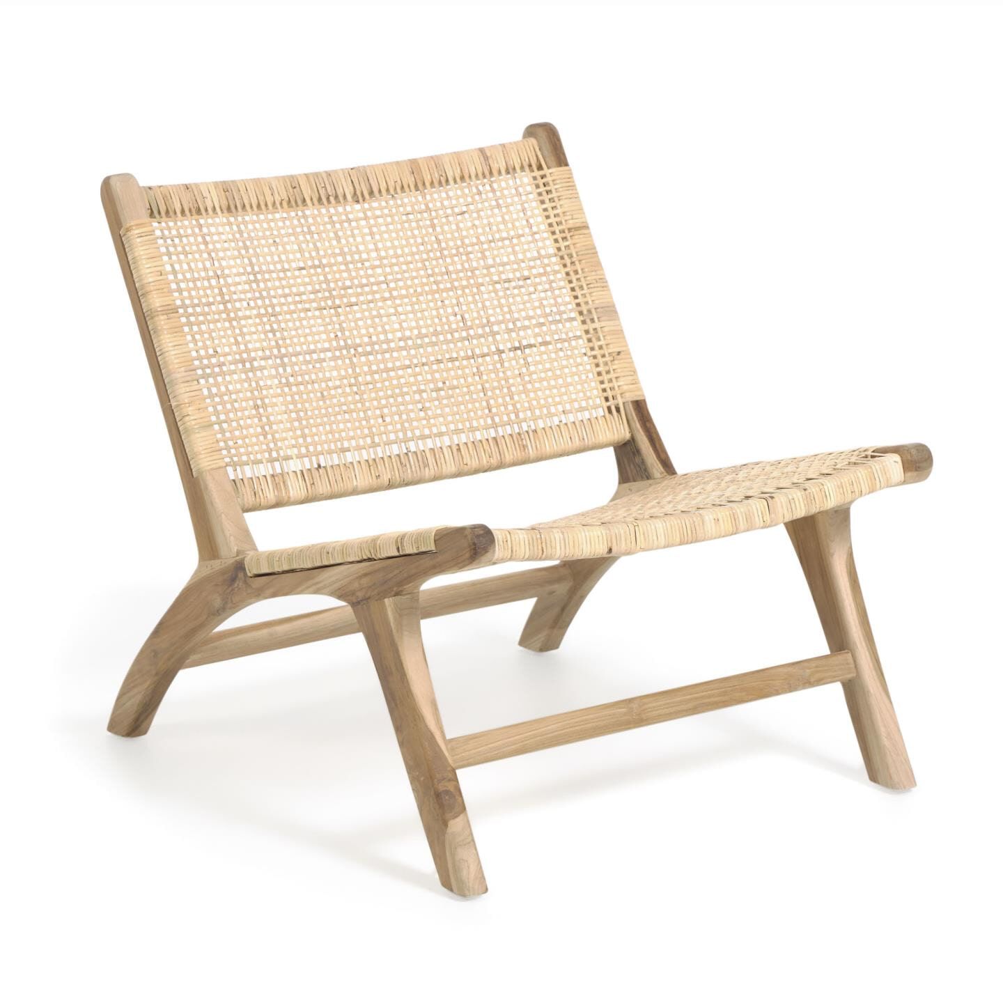 Kave Home Beida Fauteuil – Duurzaam design in massief teakhout en rotan