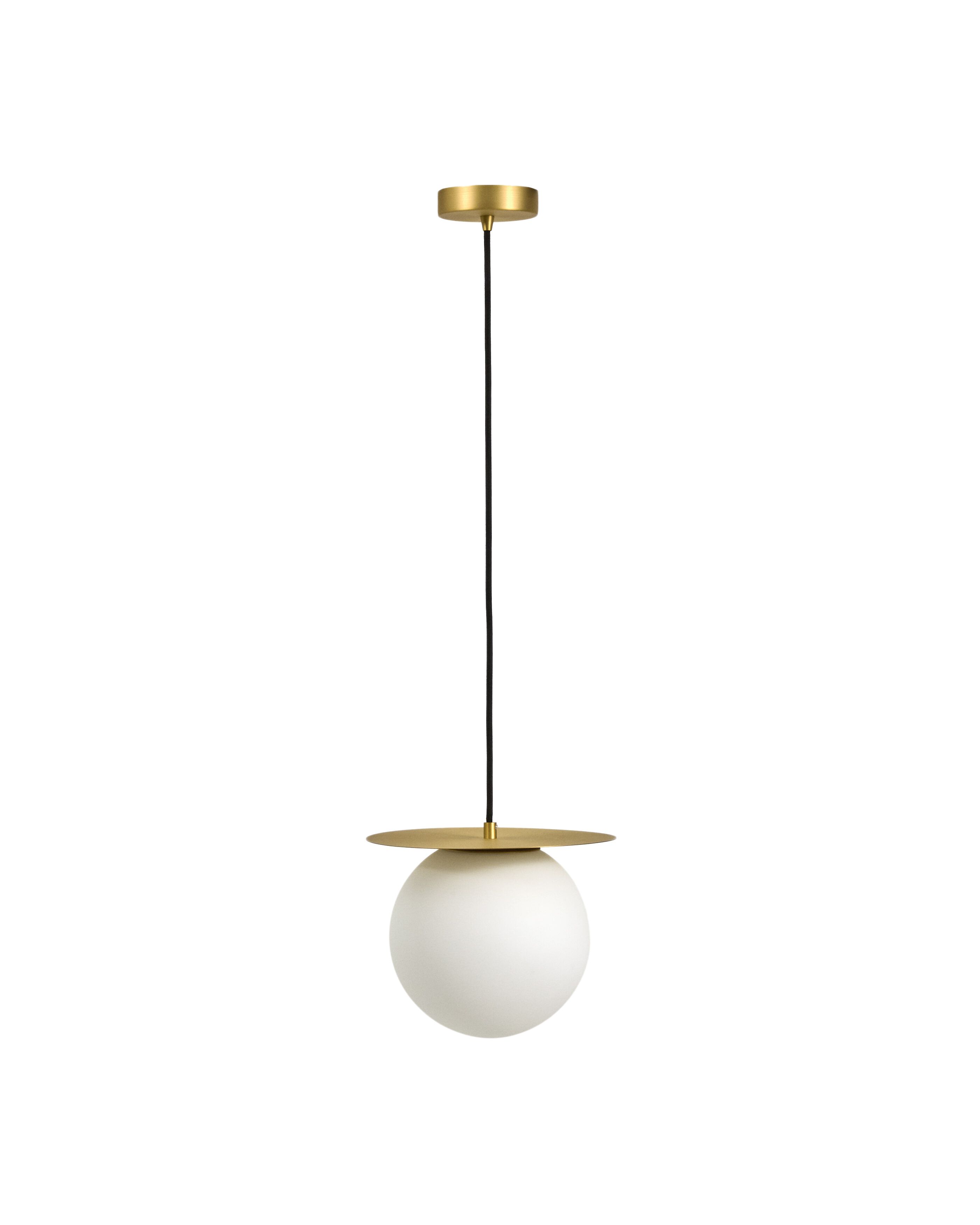 Kave Home Brisia Hanglamp – Witte Glazen & Messing Lamp (20 cm)
