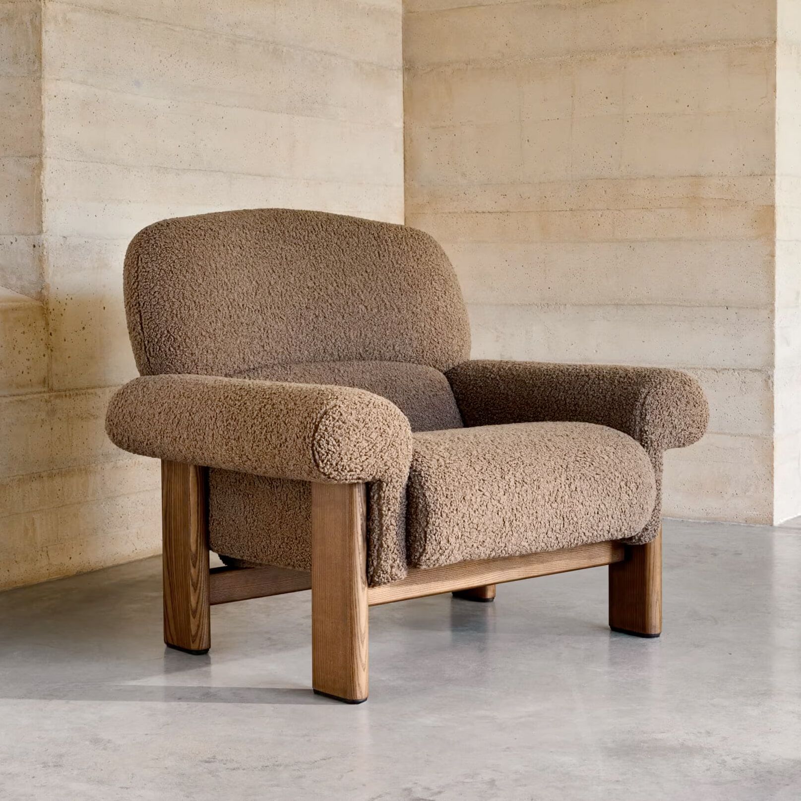 Kave Home Cabana Fauteuil Bouclé – Taupe, Japandi‑stijl